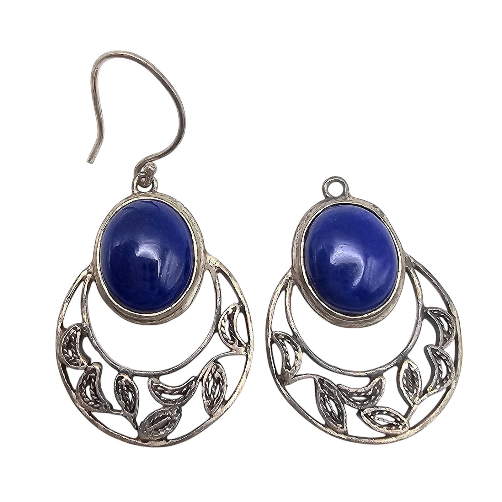 BJ Lapis Sterling Silver Drop Dangle Earrings 7.2 G: BJ Lapis Sterling Silver Drop Dangle Earrings 7.2 G