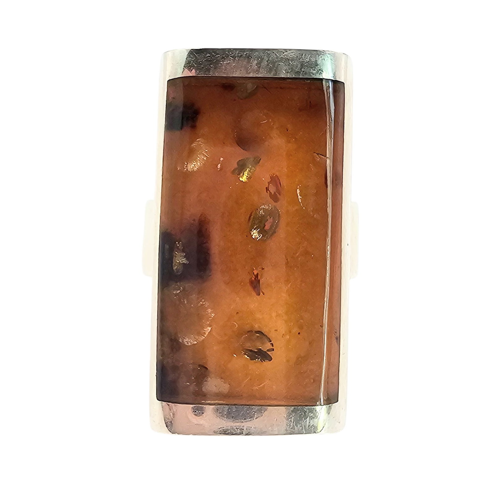 New Polish Amber Sterling Silver Ring Size 8 9.4 G: New Polish Amber Sterling Silver Ring Size 8 9.4 G