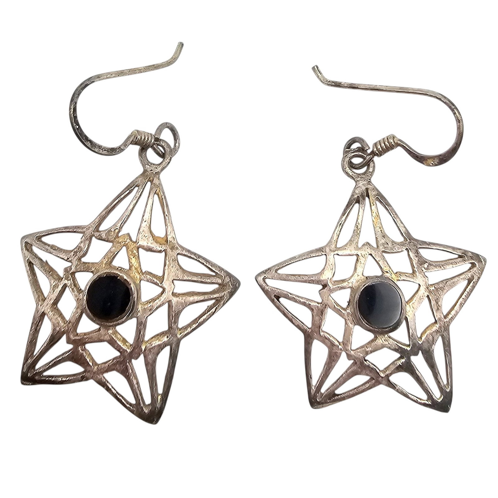 Onyx Sterling Silver Star Earrings 3.6 G: Onyx Sterling Silver Star Earrings 3.6 G