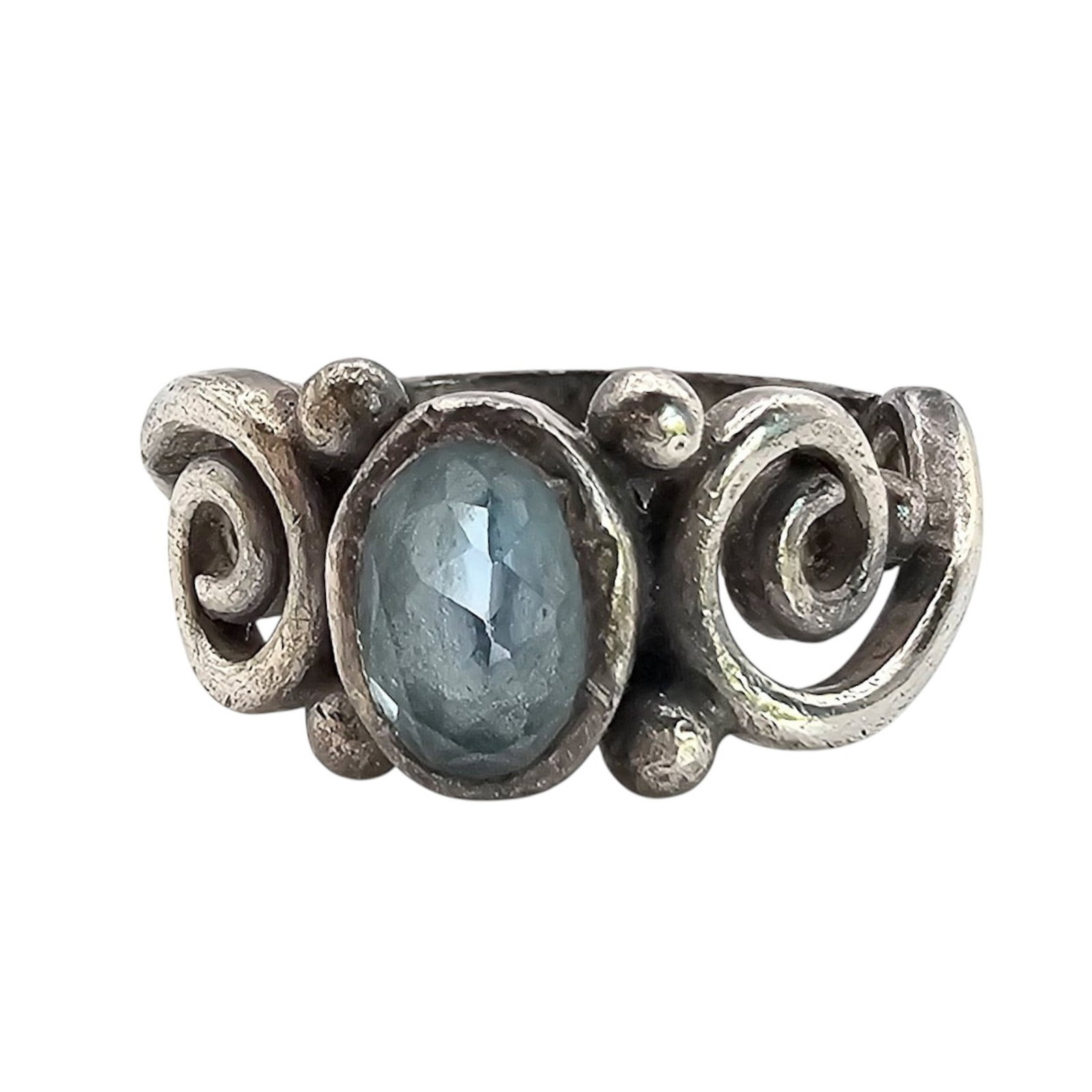 Signed Topaz Sterling Silver Ring Size 3.5 3.1 G: Signed Topaz Sterling Silver Ring Size 3.5 3.1 G