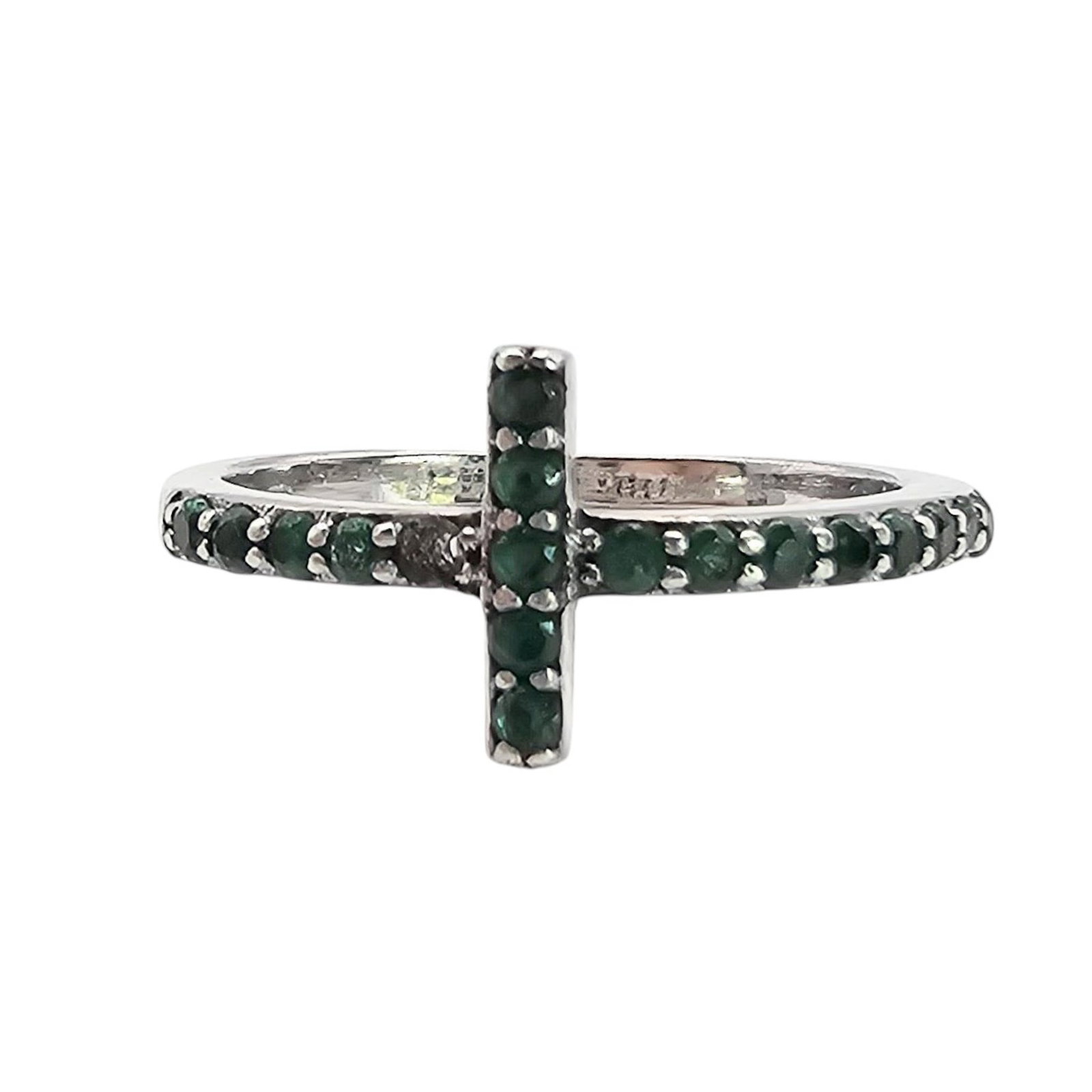 Rhinestone Sterling Silver Cross Ring Size 5.75 1.7 G: Rhinestone Sterling Silver Cross Ring Size 5.75 1.7 G As is Missing Stone