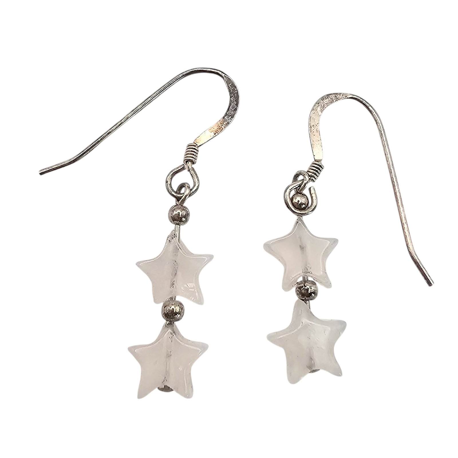Sterling Silver Star Drop Dangle Earrings 1.1 G: Sterling Silver Star Drop Dangle Earrings 1.1 G