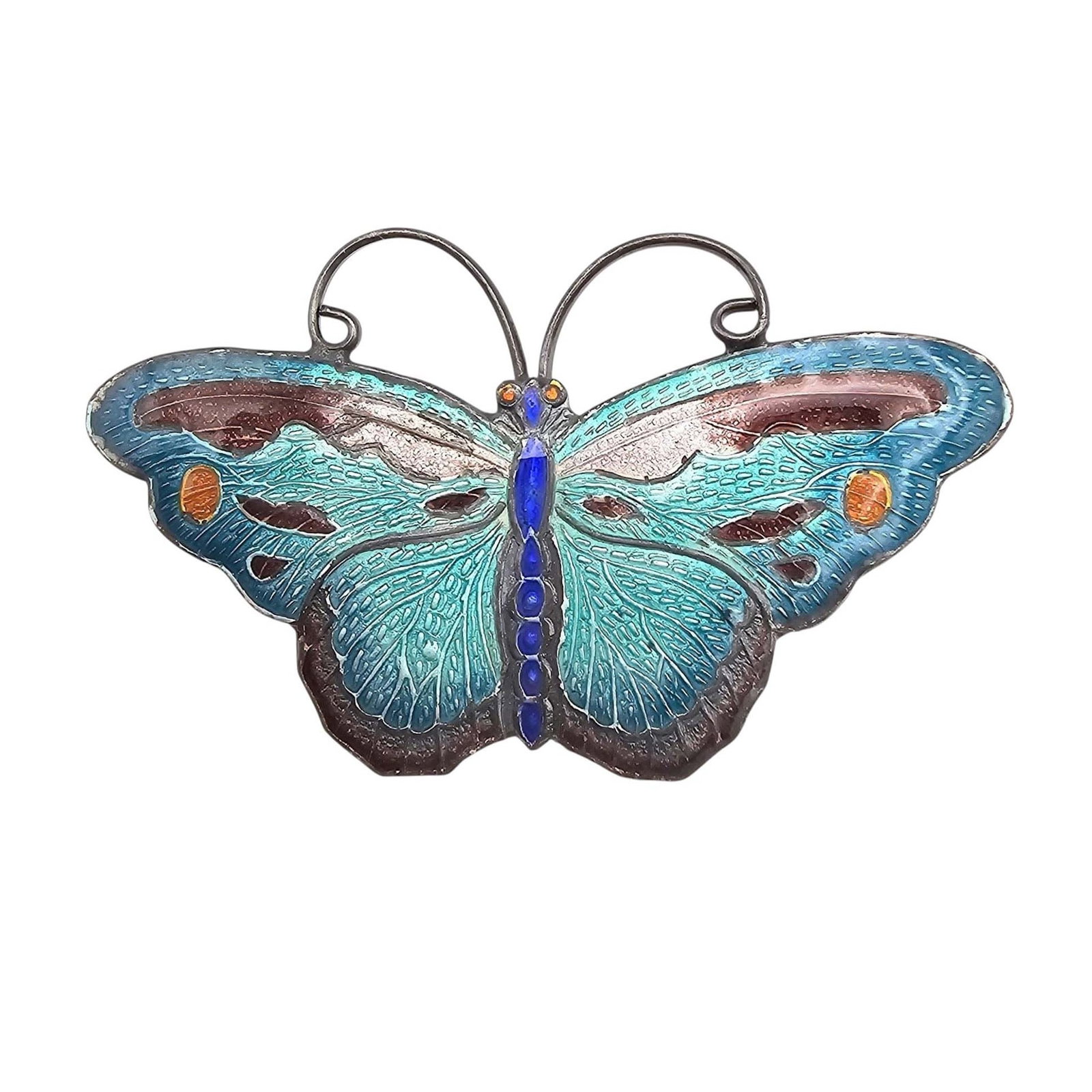 Enamel Sterling Silver Butterfly Brooch 5.9 G: Enamel Sterling Silver Butterfly Brooch 5.9 G