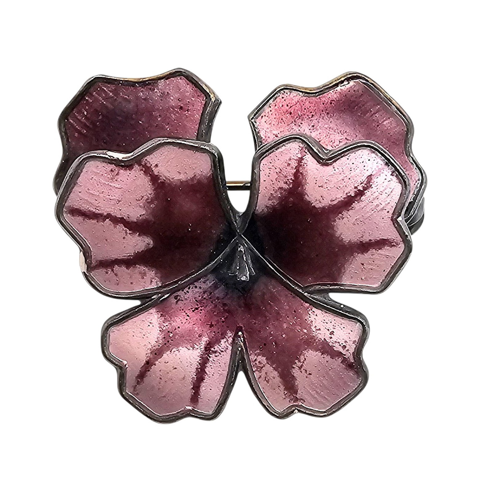 David Andersen Guilloche Enamel Sterling Silver Pansy Flower Brooch 5.2 G (1 of 4)