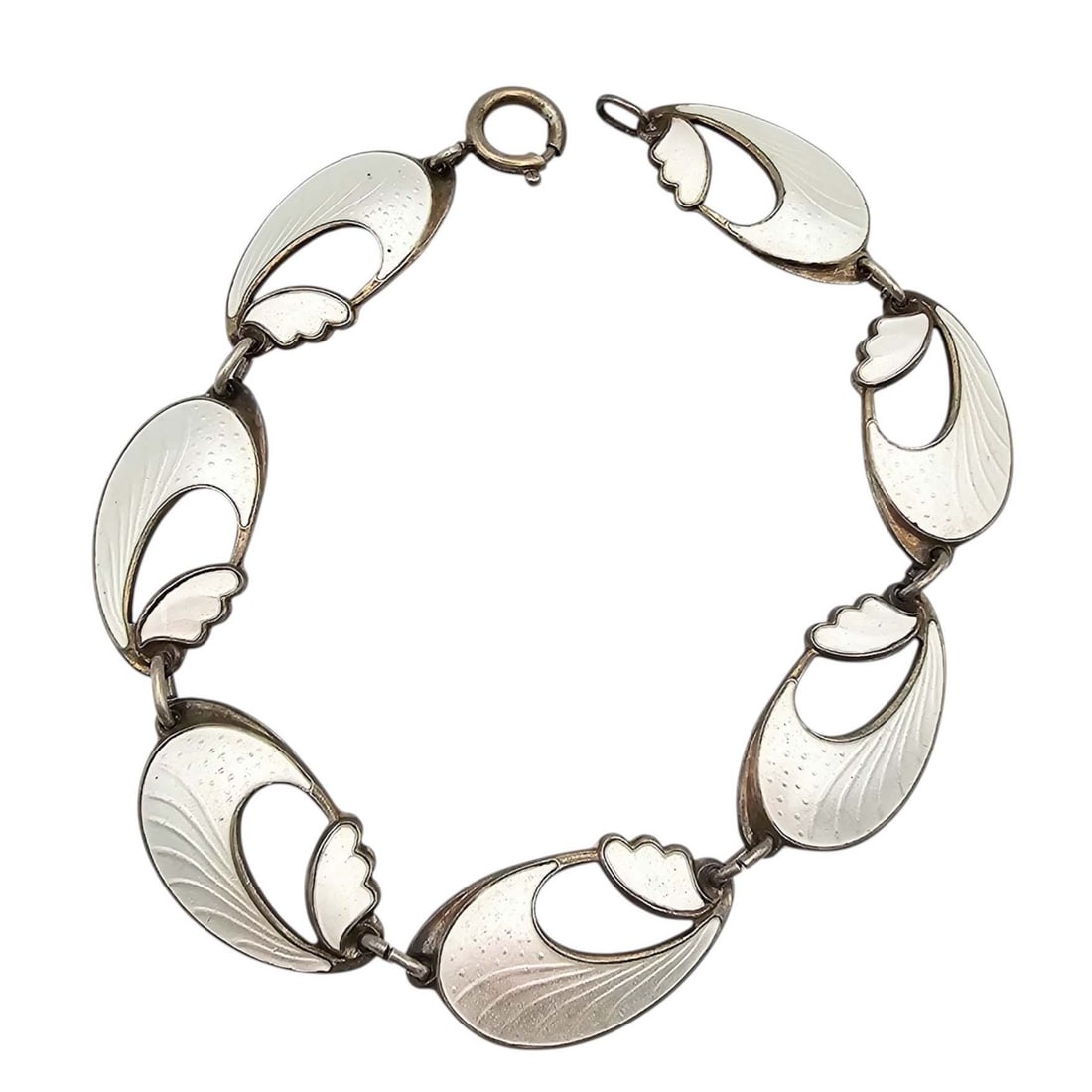 Signed Norway Enamel Sterling Silver Bracelet 13.5 G: Signed Norway Enamel Sterling Silver Bracelet 13.5 G