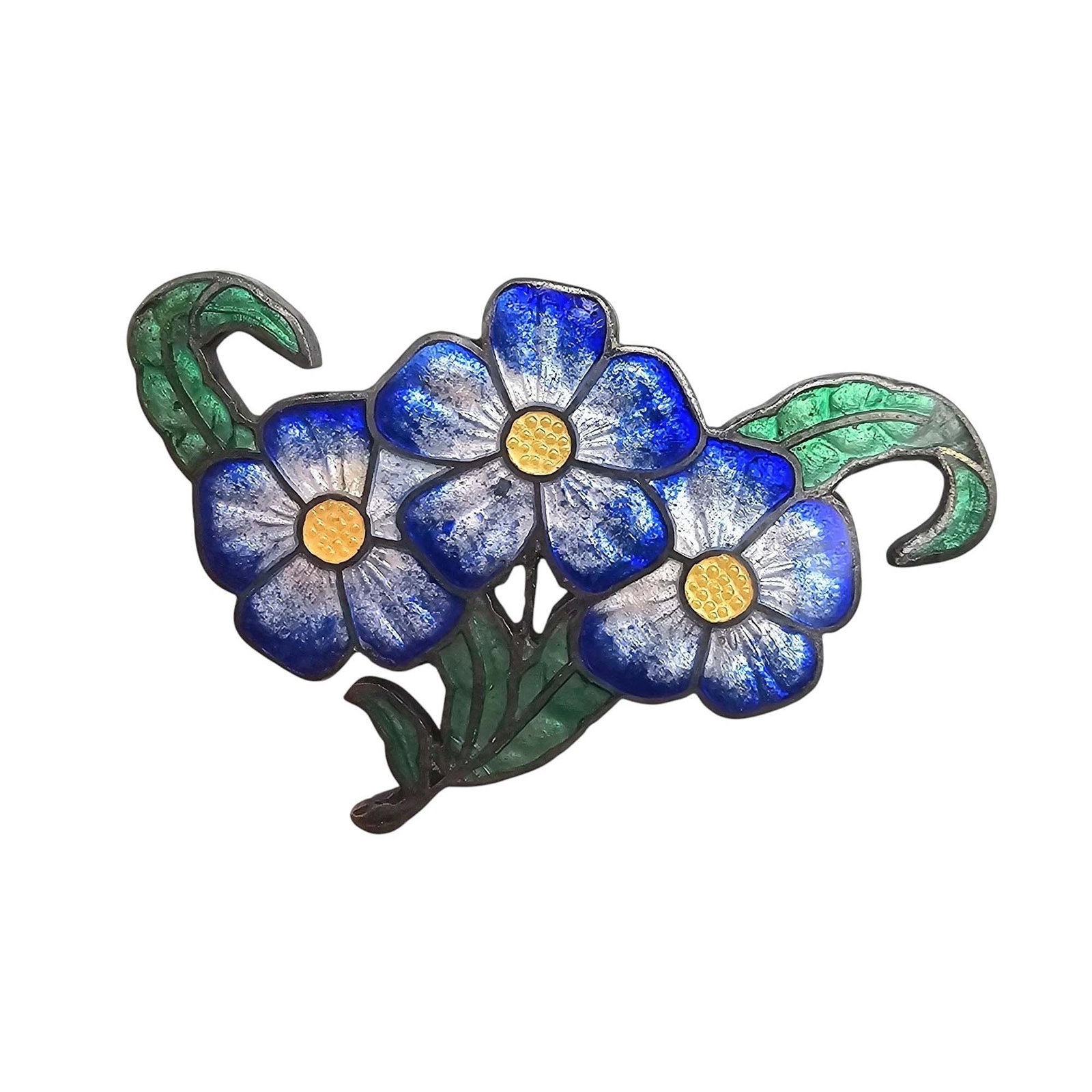 Enamel Sterling Silver Floral Brooch 3.5 G: Enamel Sterling Silver Floral Brooch 3.5 G
