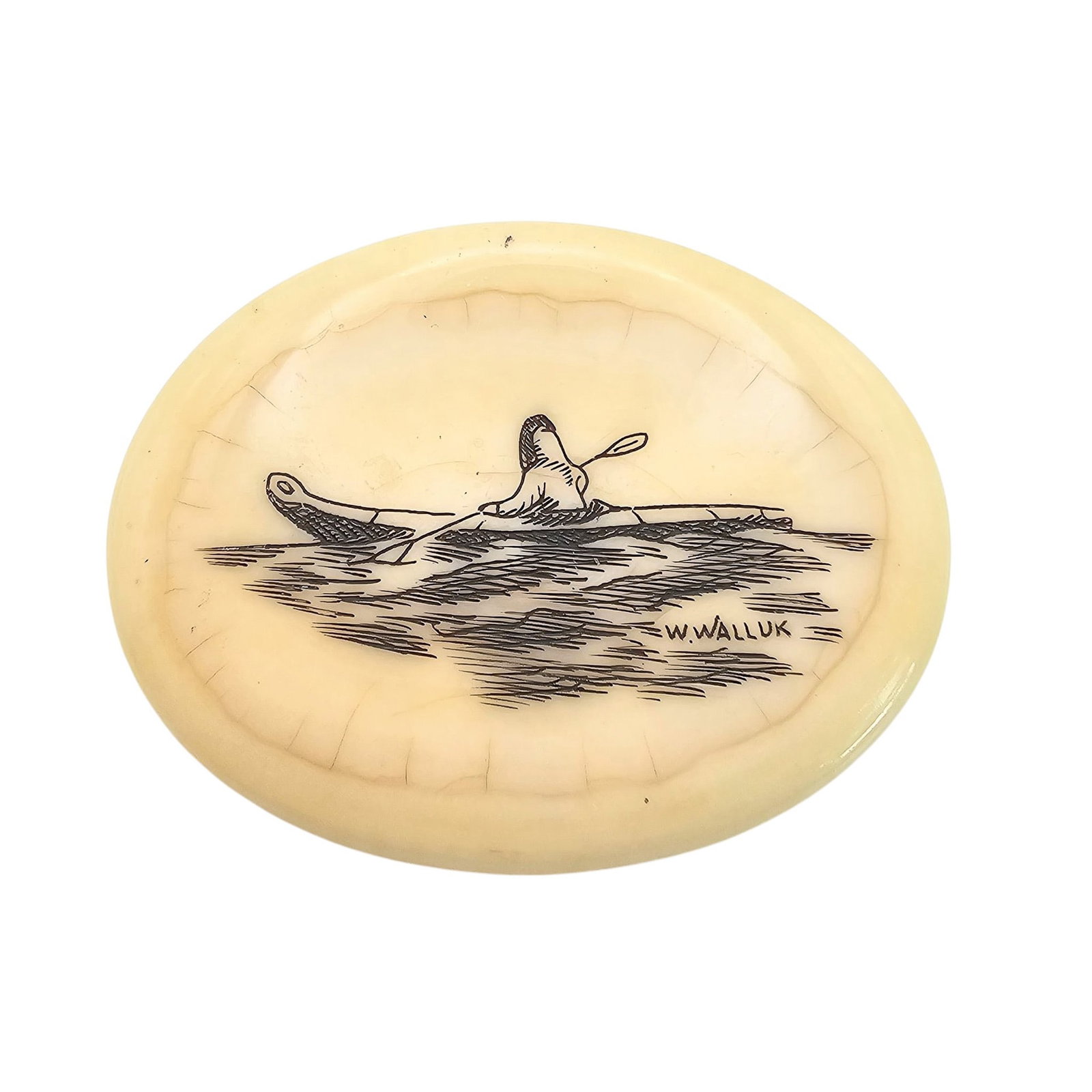 Scrimshaw Man In Canoe Brooch (1 of 4)