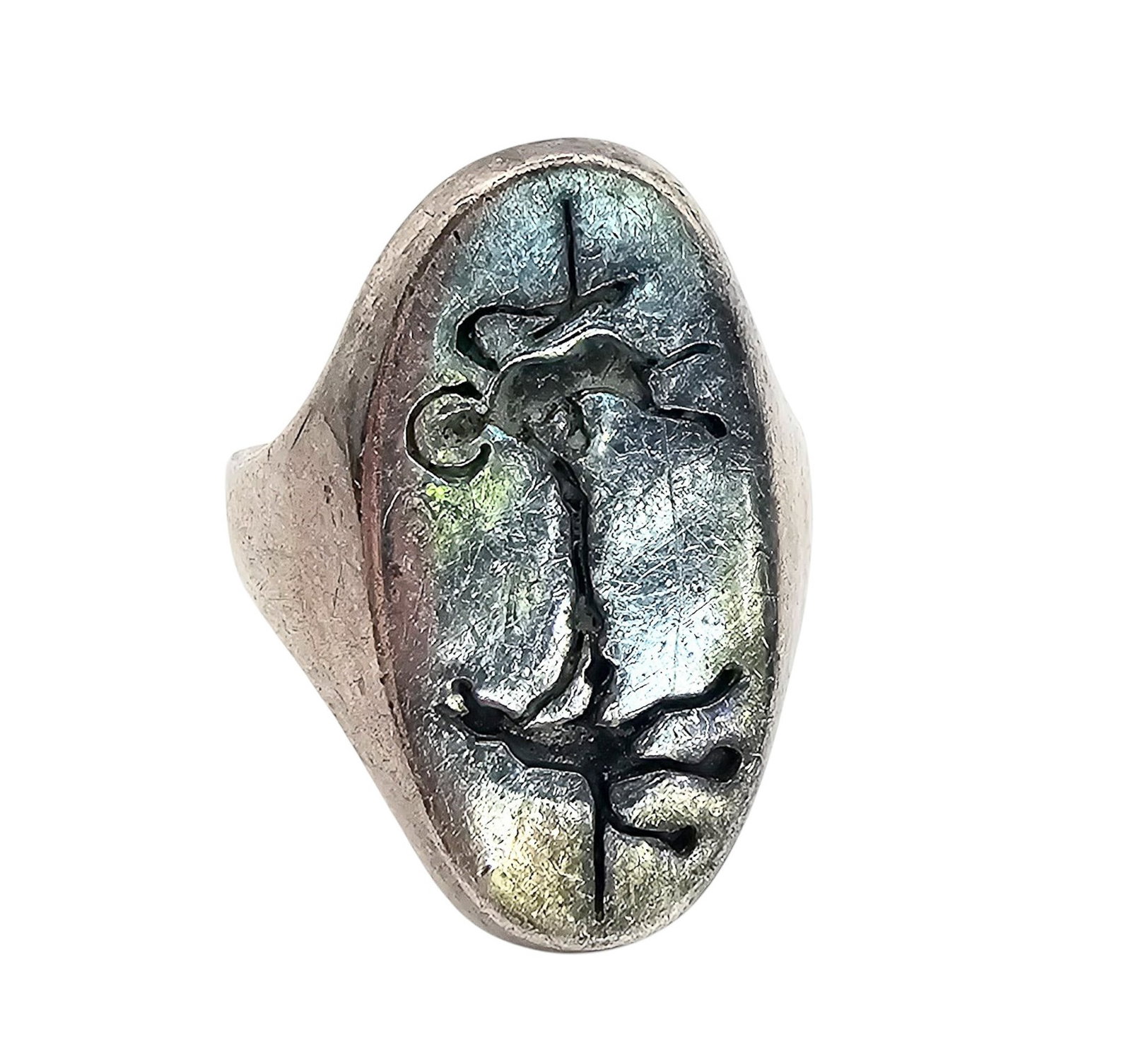 Tony Aguilar Sr Kewa Sterling Silver Picto Ring Size 12 G (1 of 4)
