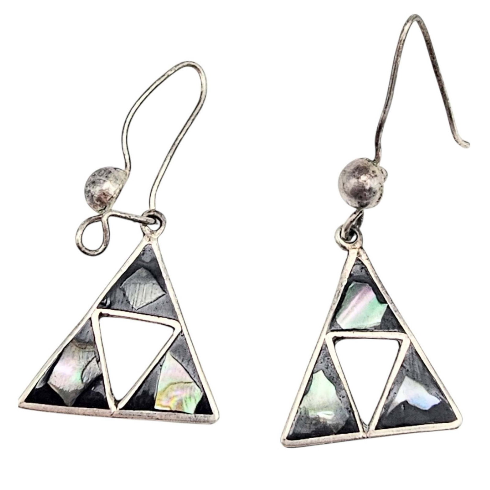 Mexico Abalone Sterling Silver Earrings 1.4 G: Mexico Abalone Sterling Silver Earrings 1.4 G