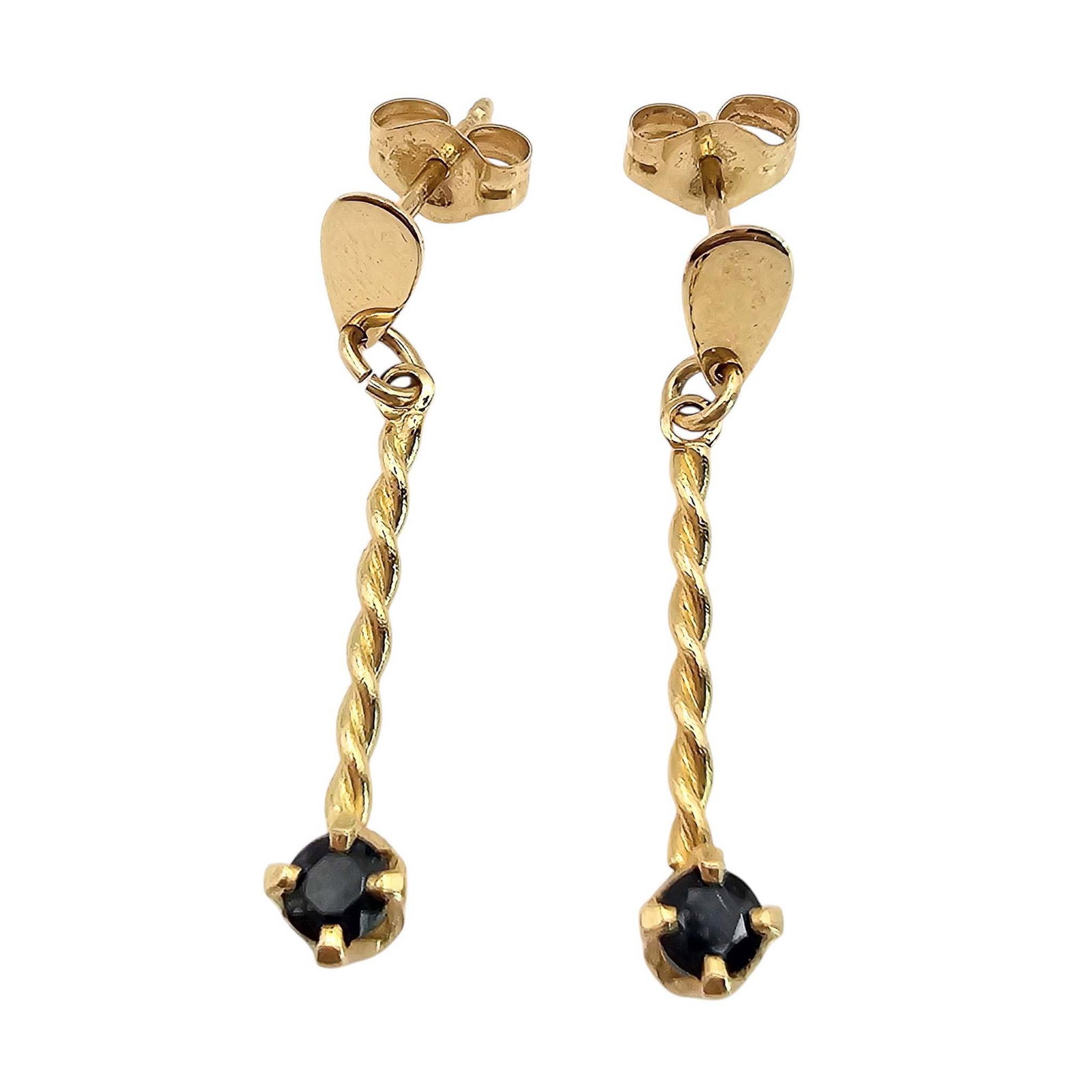 14K Gold Topaz Drop Dangle Earrings 1.2 G: 14K Gold Topaz Drop Dangle Earrings 1.2 G