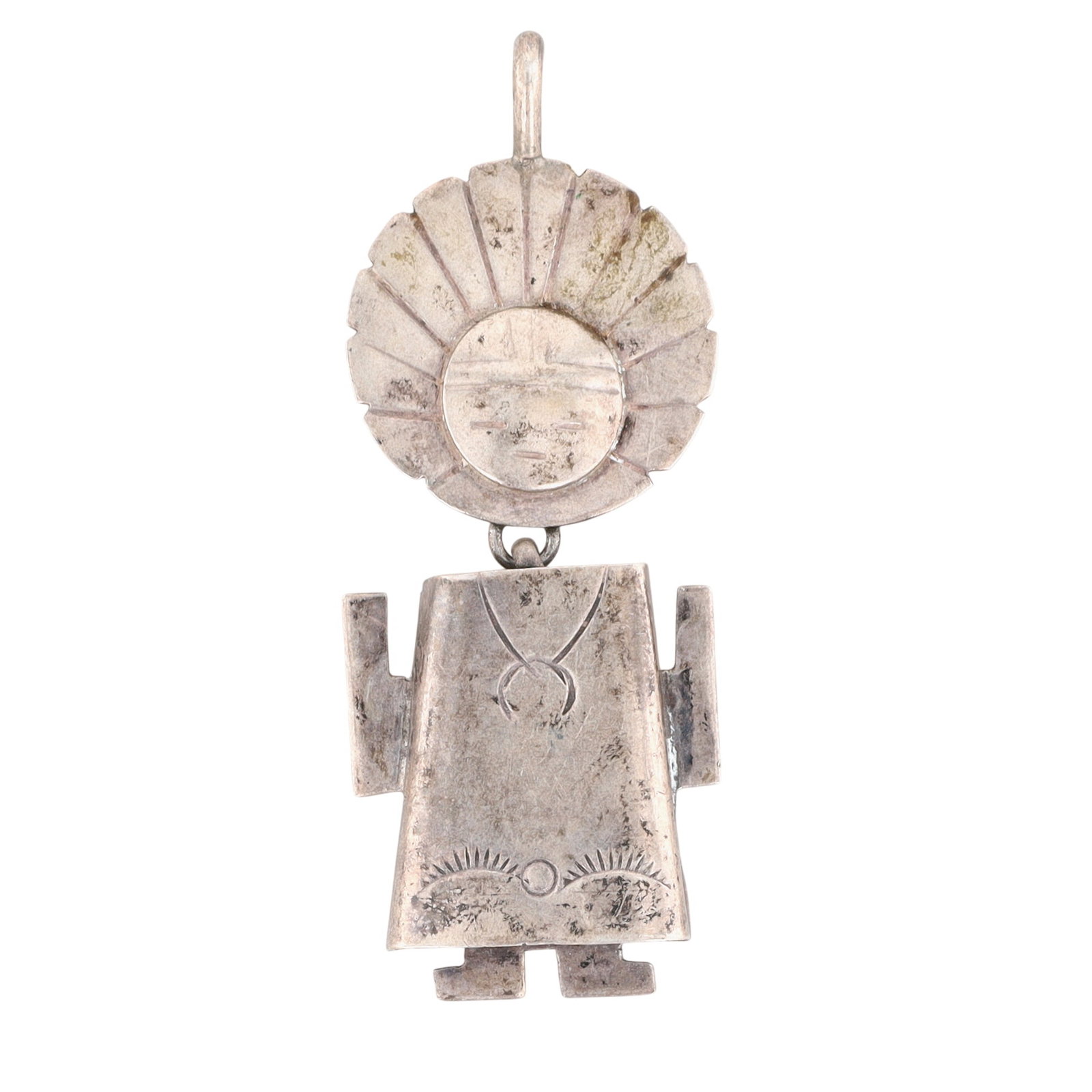 Wil Vandover Navajo Plain Silver Sunface Pendant: Wil Vandover Navajo Plain Sterling Silver Sunface Pendant 11.5g