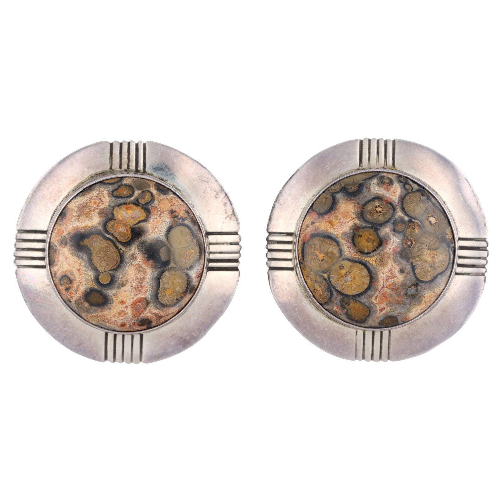 Vintage Navajo Sterling Leopard Jasper Earrings (1 of 4)