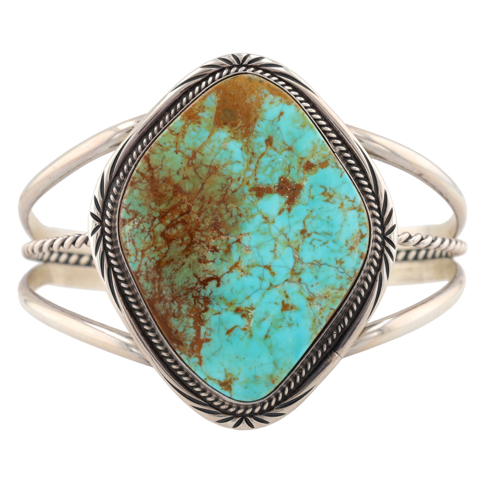 Vintage Navajo Sterling Turquoise Cuff Bracelet: Vintage Navajo Sterling Turquoise Cuff Bracelet 38g