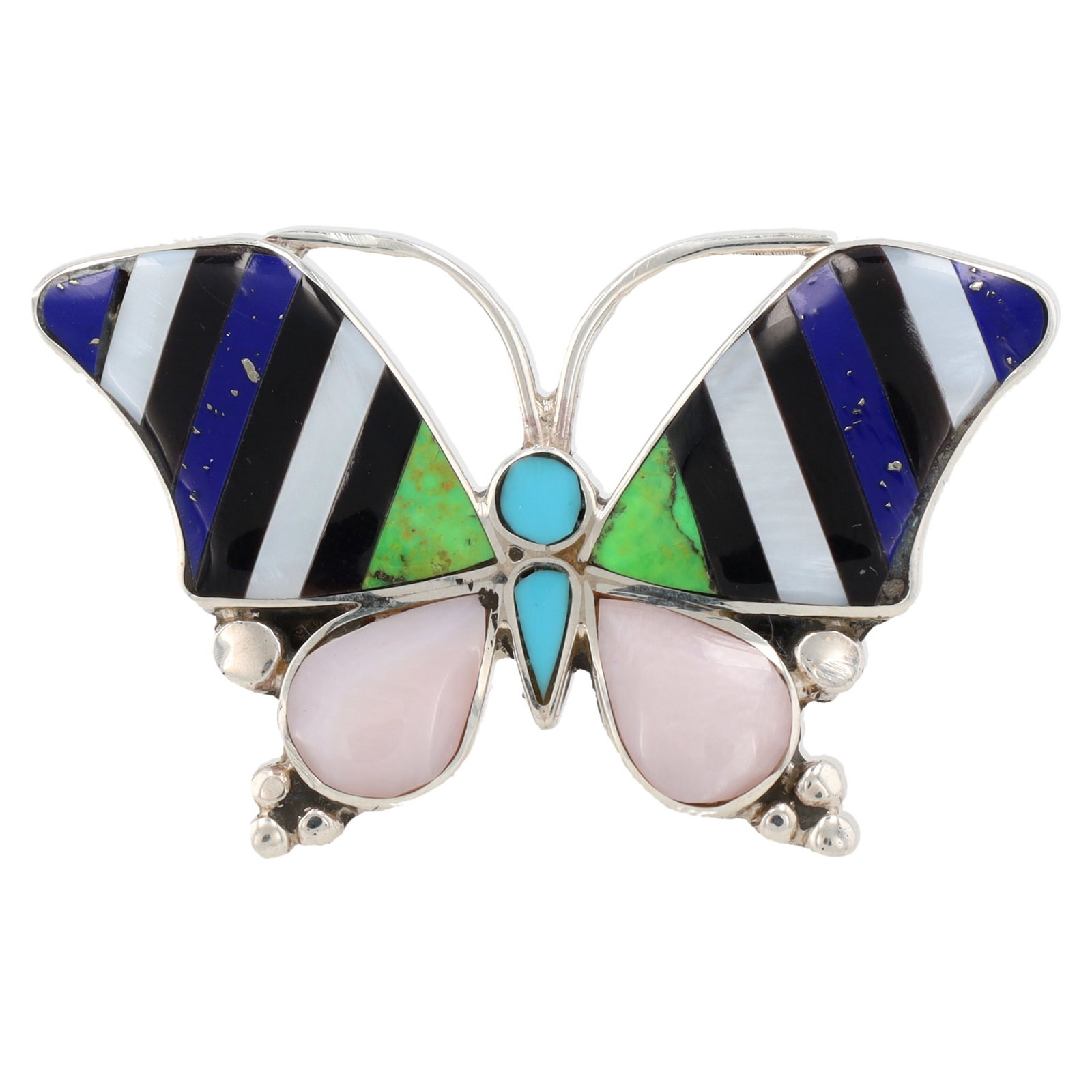 Angus Ahiyite Zuni Sterling Multi-Stone Inlay Butterfly Ring Sz 8.5 (1 of 7)