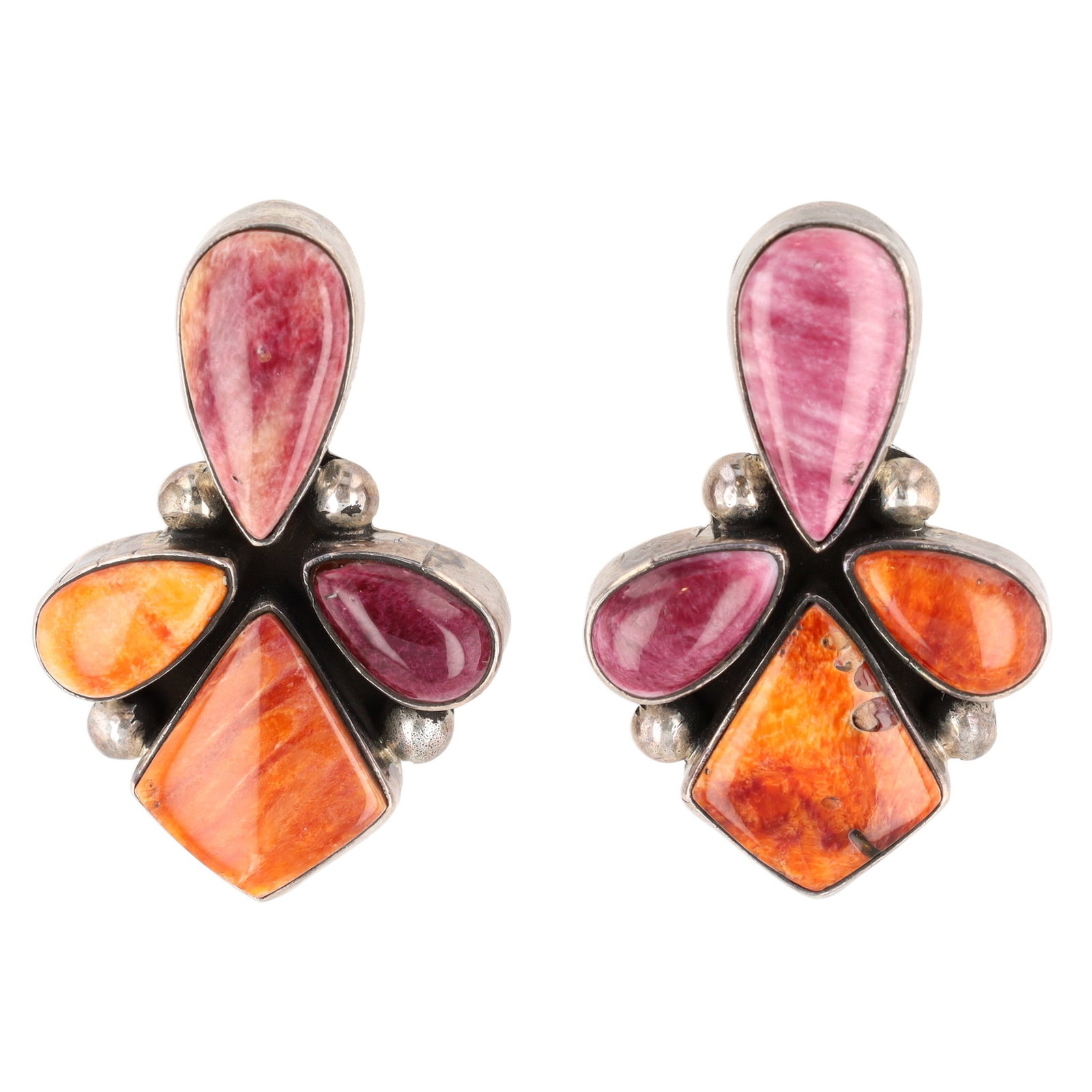 Paul Livingston Navajo Sterling Spiny Oyster Stud Earrings (1 of 4)