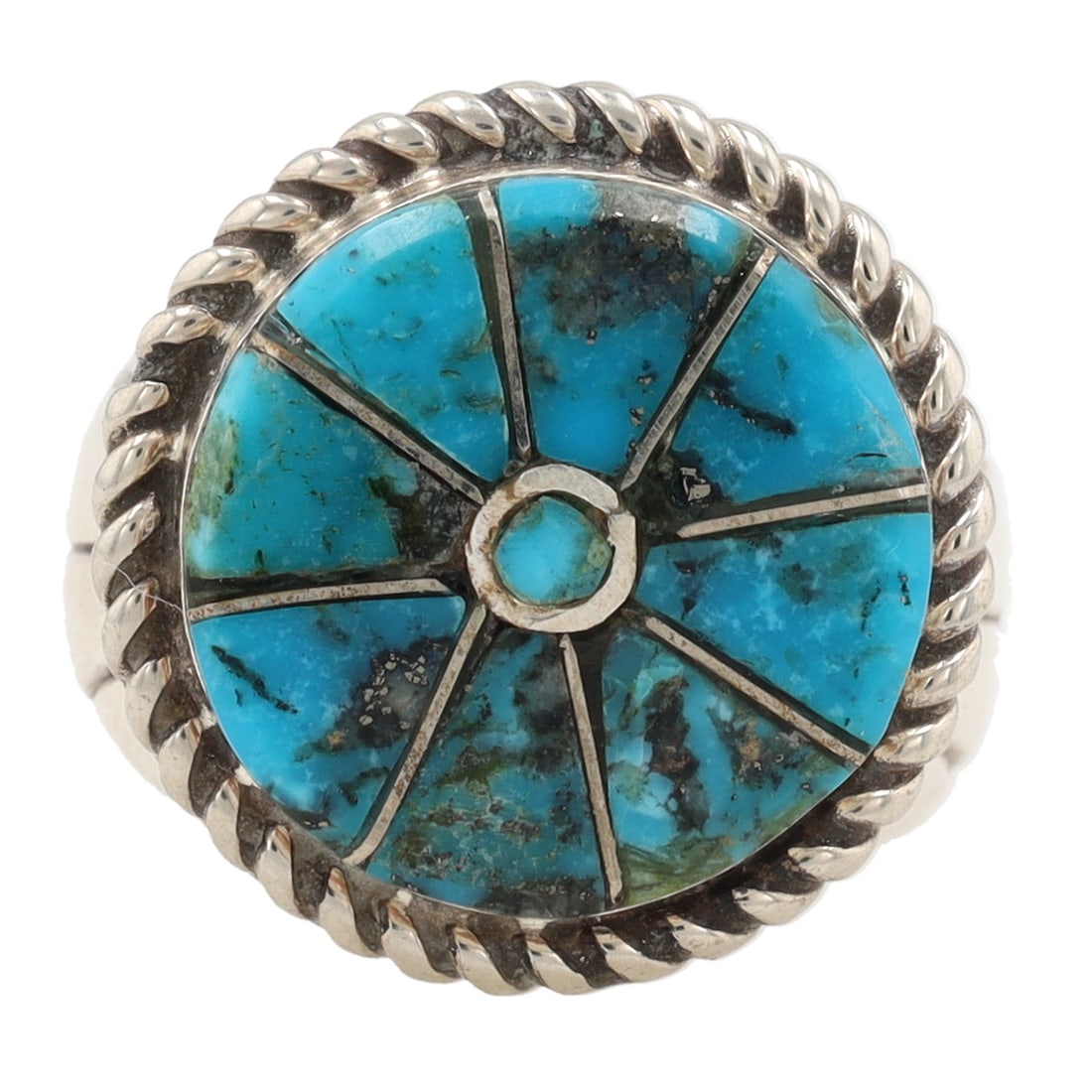Avery Norton Navajo Sterling Kingman Turquoise Inlay Ring Sz 9.5 (1 of 6)