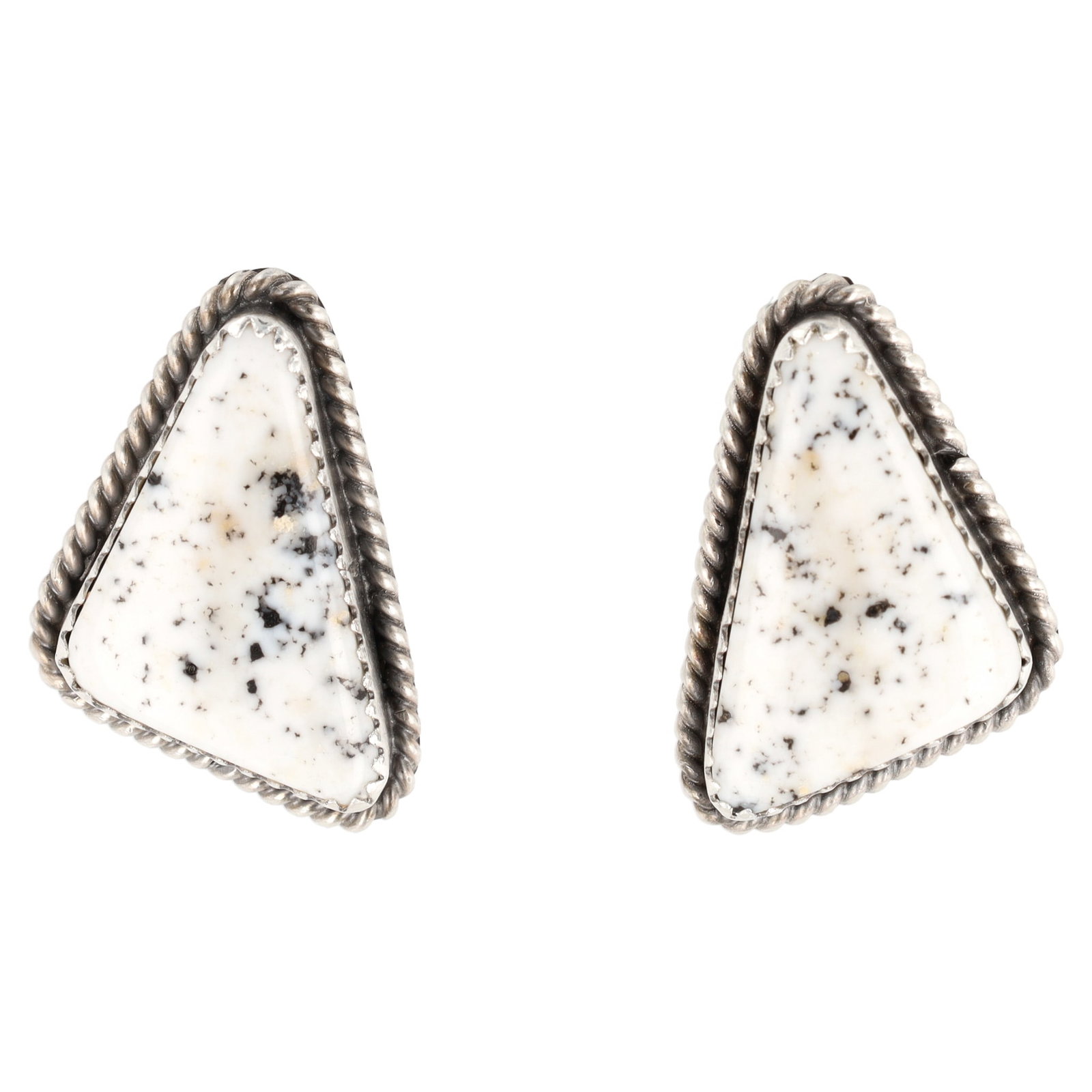 Virginia Becenti Navajo Sterling White Buffalo Stud Earrings: Virginia Becenti Navajo Sterling White Buffalo Stud Earrings 10g