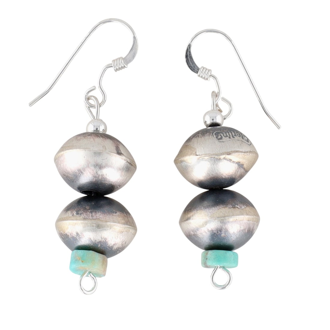 Sophia Becenti Navajo Sterling Turquoise Earrings: Sophia Becenti Navajo Sterling Tuequoise Hook Earrings 5g-Set with Lot 61