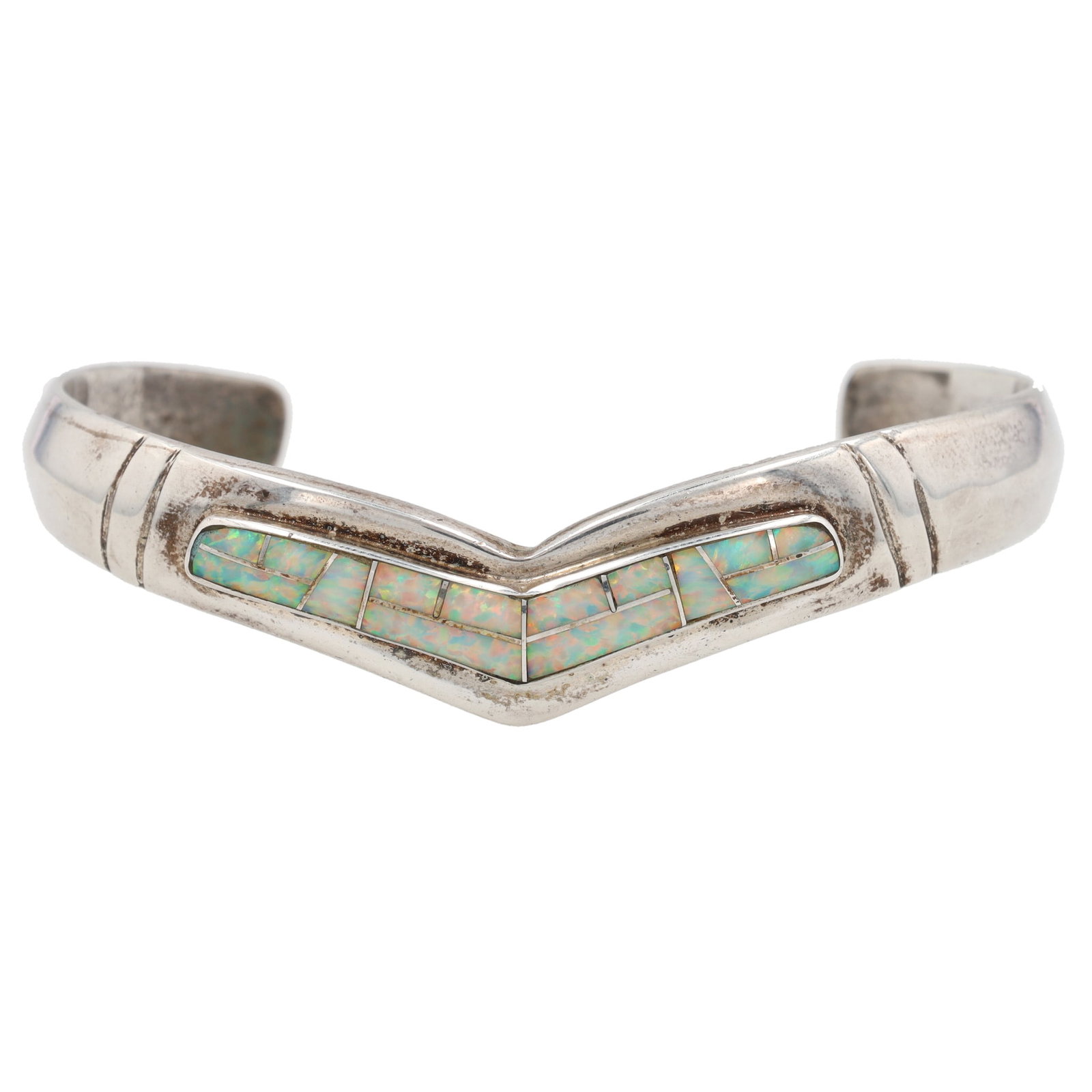 Silver Star Jewelry Sterling Opal Inlay Cuff Bracelet: Silver Star Jewelry Sterling Opal Inlay Cuff Bracelet 31g
