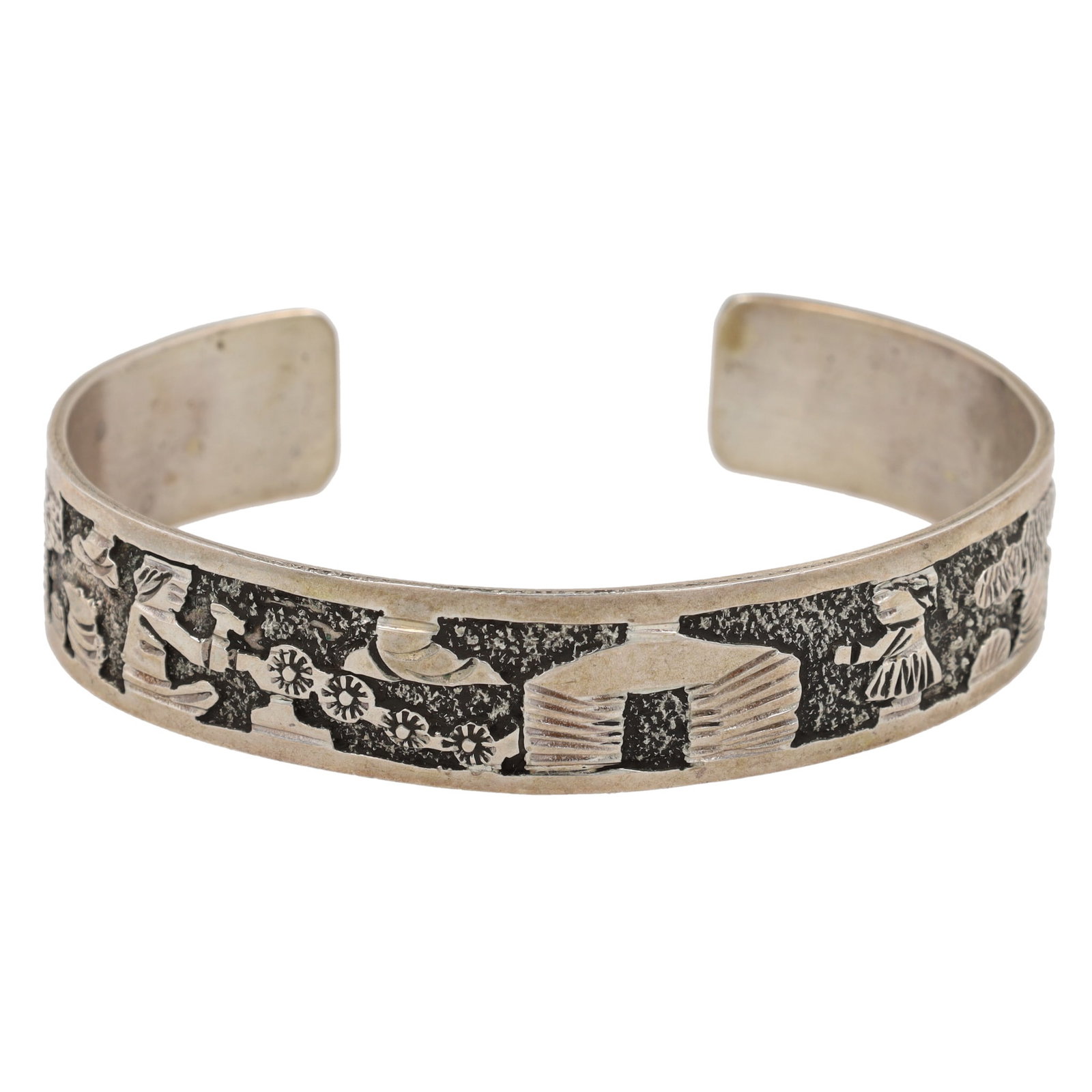 Elaine Becenti Navajo Plain Silver Storyteller Cuff Bracelet: Elaine Becenti Navajo Plain Sterling Silver Storyteller Cuff Bracelet 22