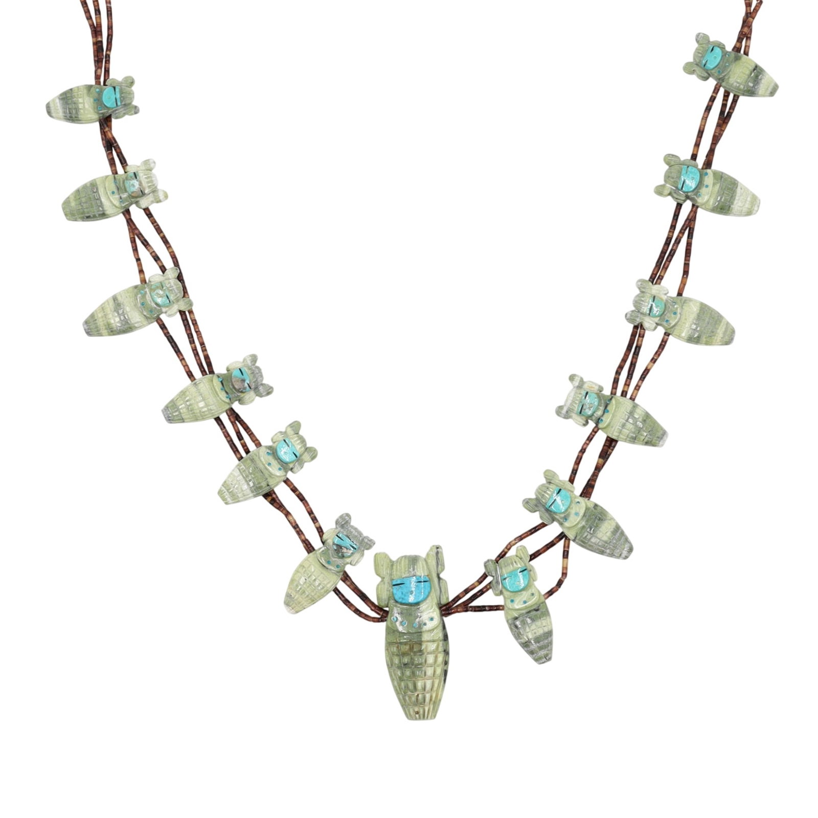 Award Winning Artist Stacey Turpen Navajo Sterling Multi-Stone Carved Corn Maiden Heishi Necklace (1 of 6)