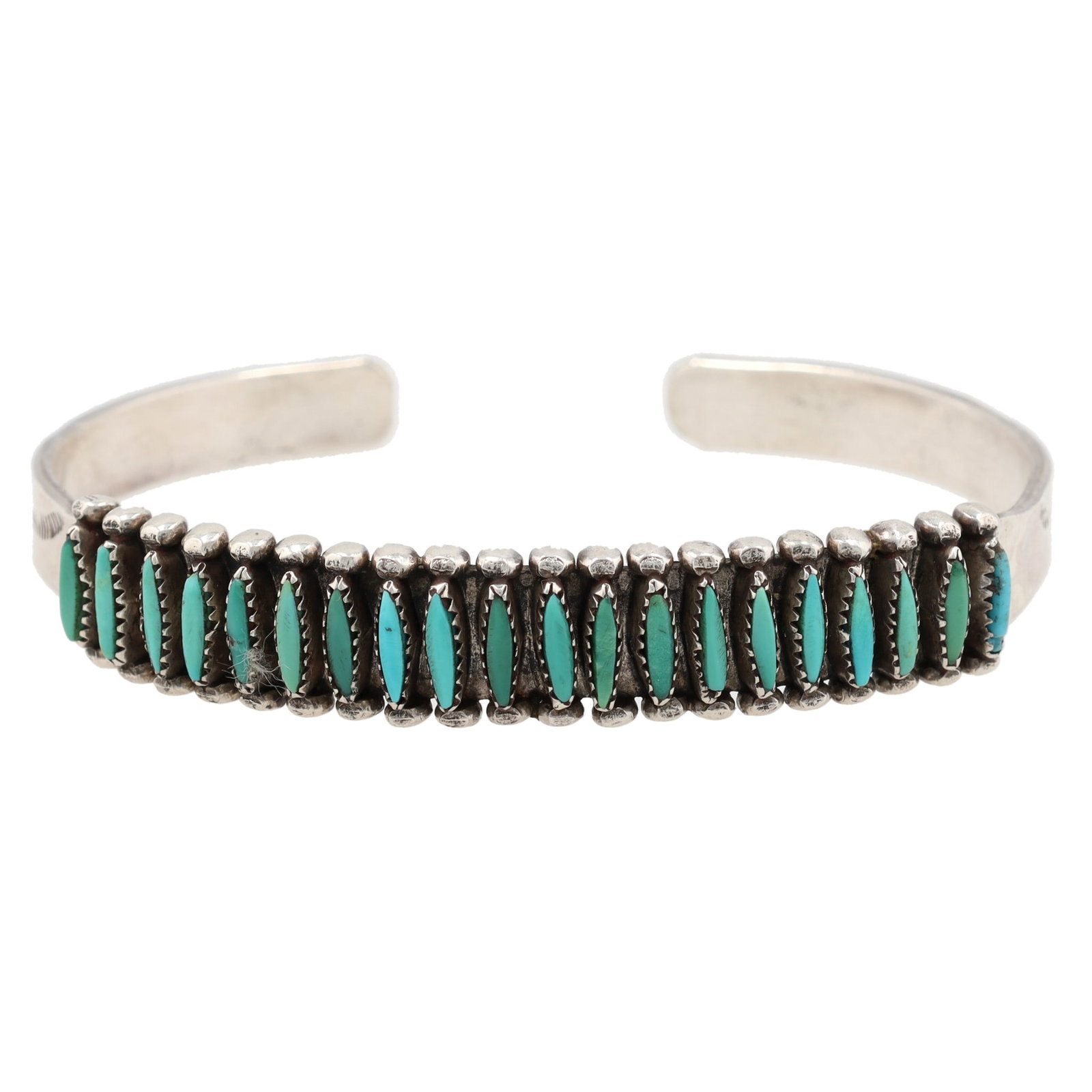 Vintage Zuni Sterling Needlepoint Turquoise Cuff Bracelet (1 of 6)