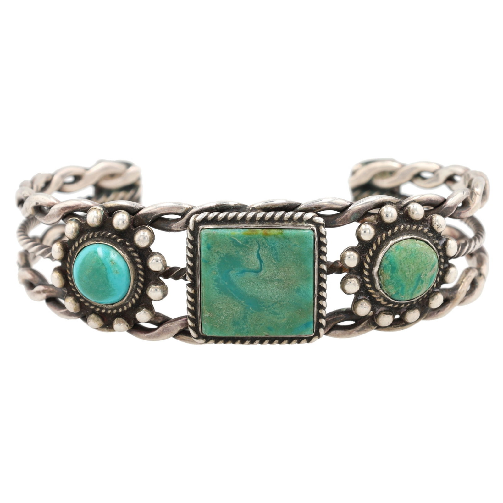 Vintage Navajo Sterling Turquoise Cuff Bracelet (1 of 6)