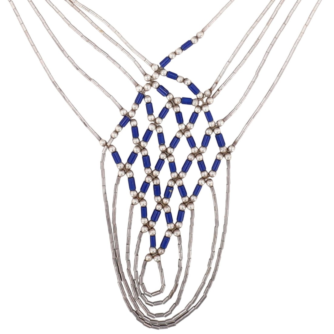 Vintage Southwestern Liquid Sterling Silver Lapis Necklace (1 of 5)