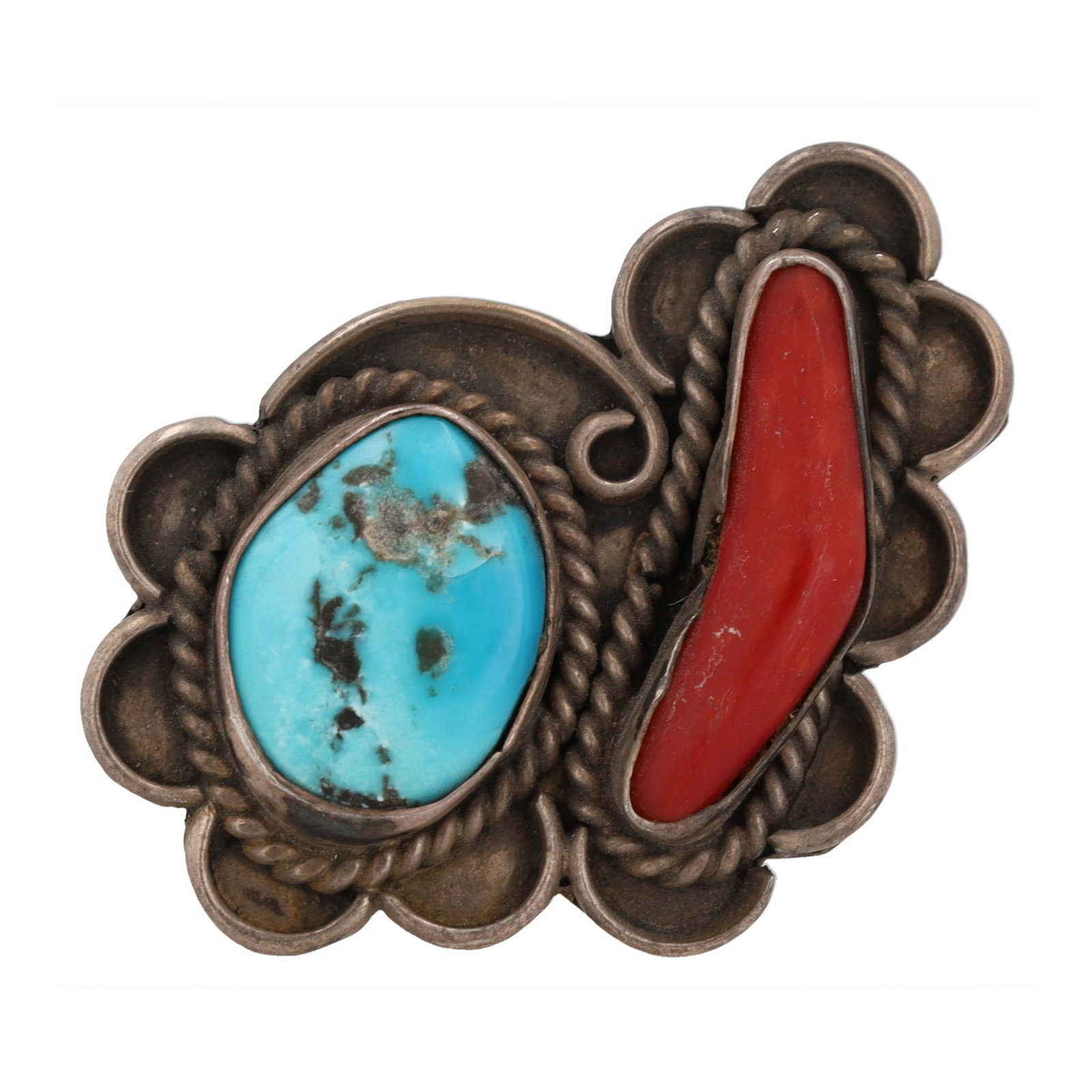 Signed Vintage Navajo Sterling Multi-Stone Ring Sz 6 (1 of 6)