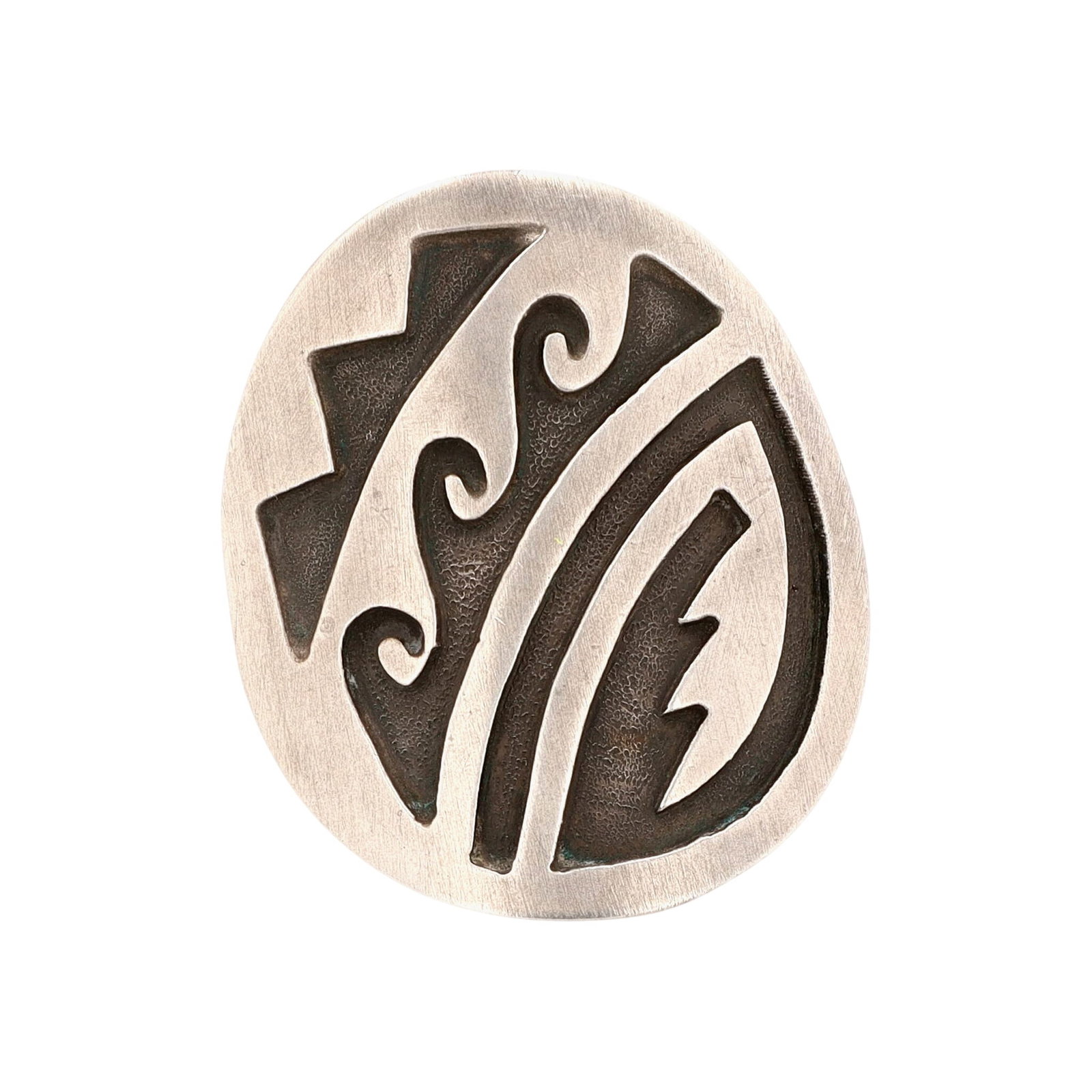 Vintage Hopi Plain Silver Elements Overlay Ring Sz 6.5 (1 of 5)
