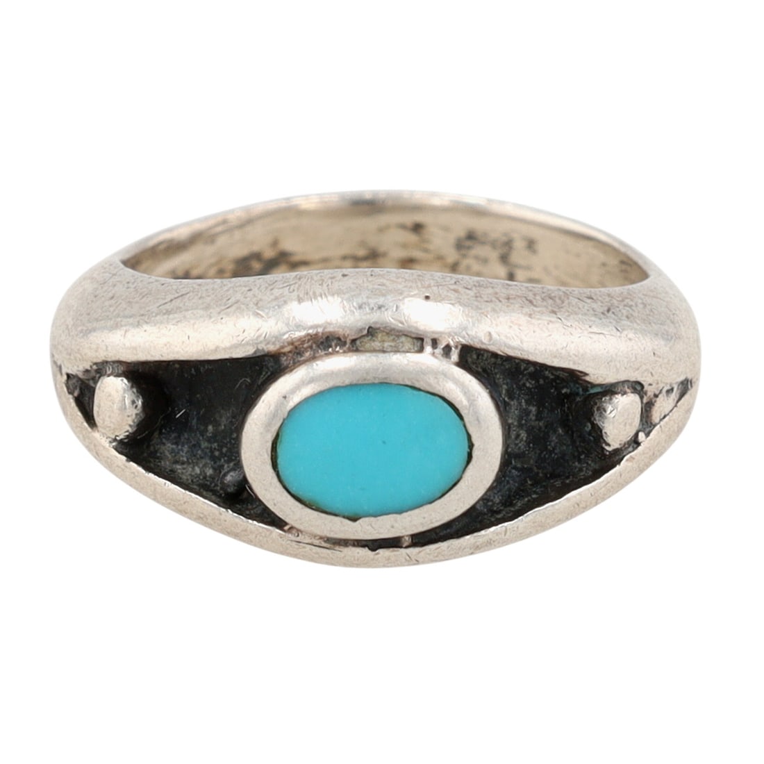Vintage Navajo Sterling Turquoise Ring Sz 3 (1 of 5)