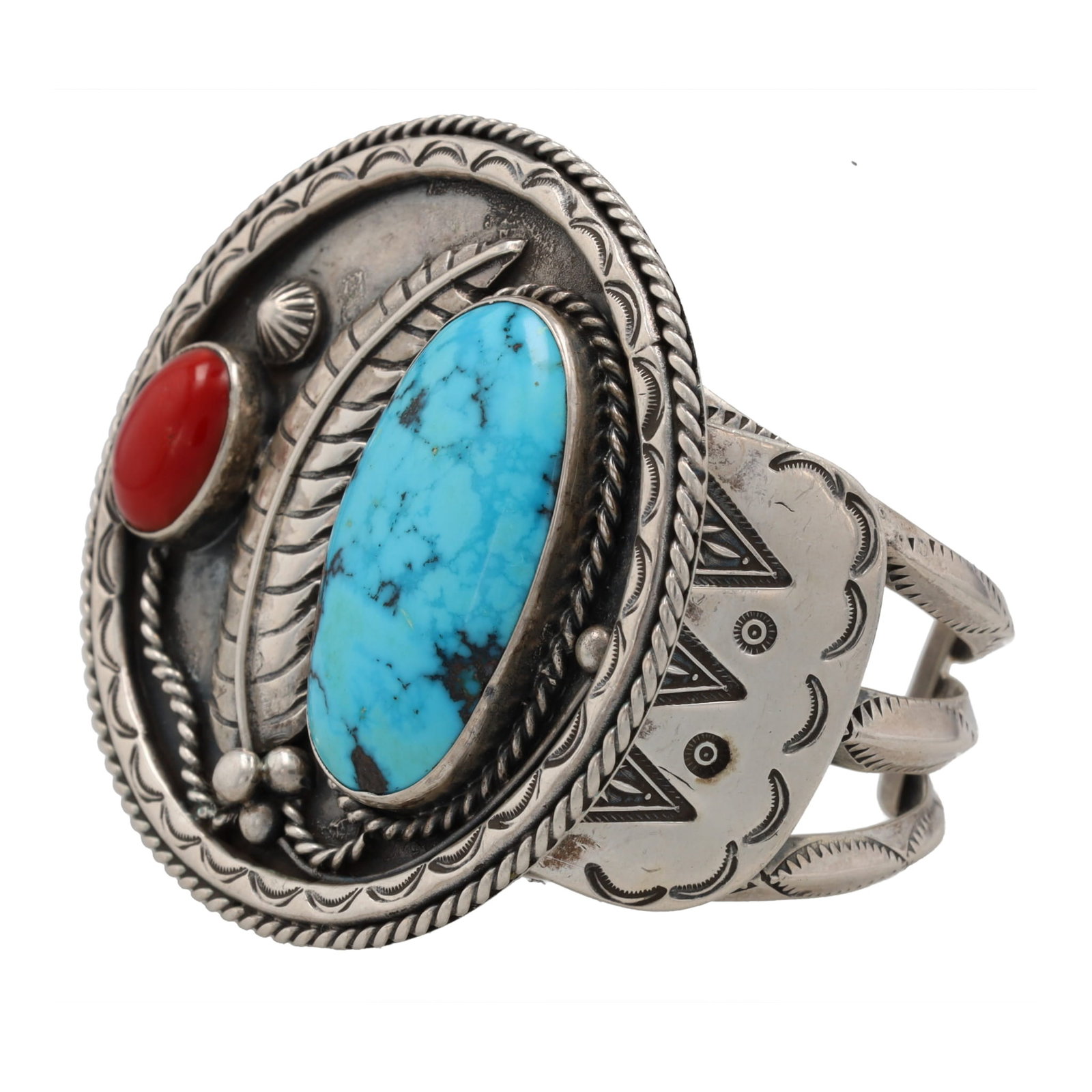 Vintage Navajo Sterling Multi-Stone Cuff Bracelet (1 of 6)
