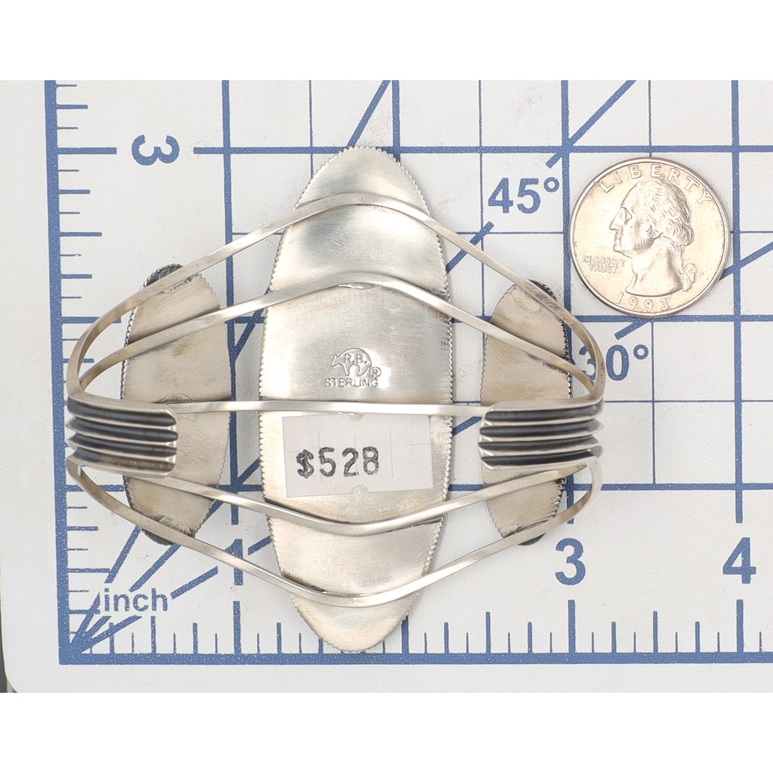 Running Bear Plain Silver Cuff Bracelet - 7