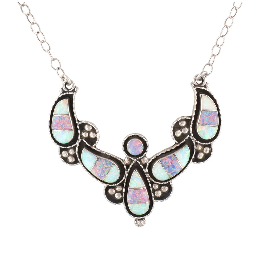 Carina Leekity Zuni Sterling Opal Necklace: Carina Leekity Zuni Sterling Opal Necklace 15.5g