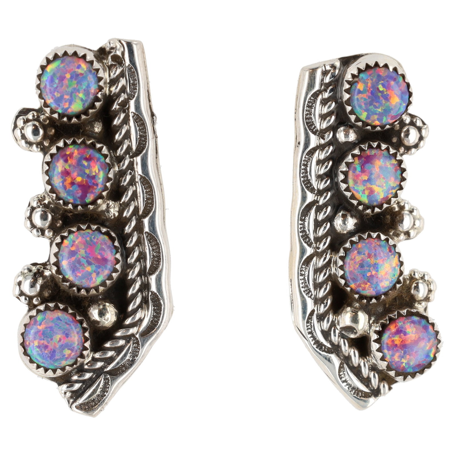 Darlene Begay Navajo Sterling Opal Stud Earrings: Darlene Begay Navajo Sterling Opal Stud Earrings 10g