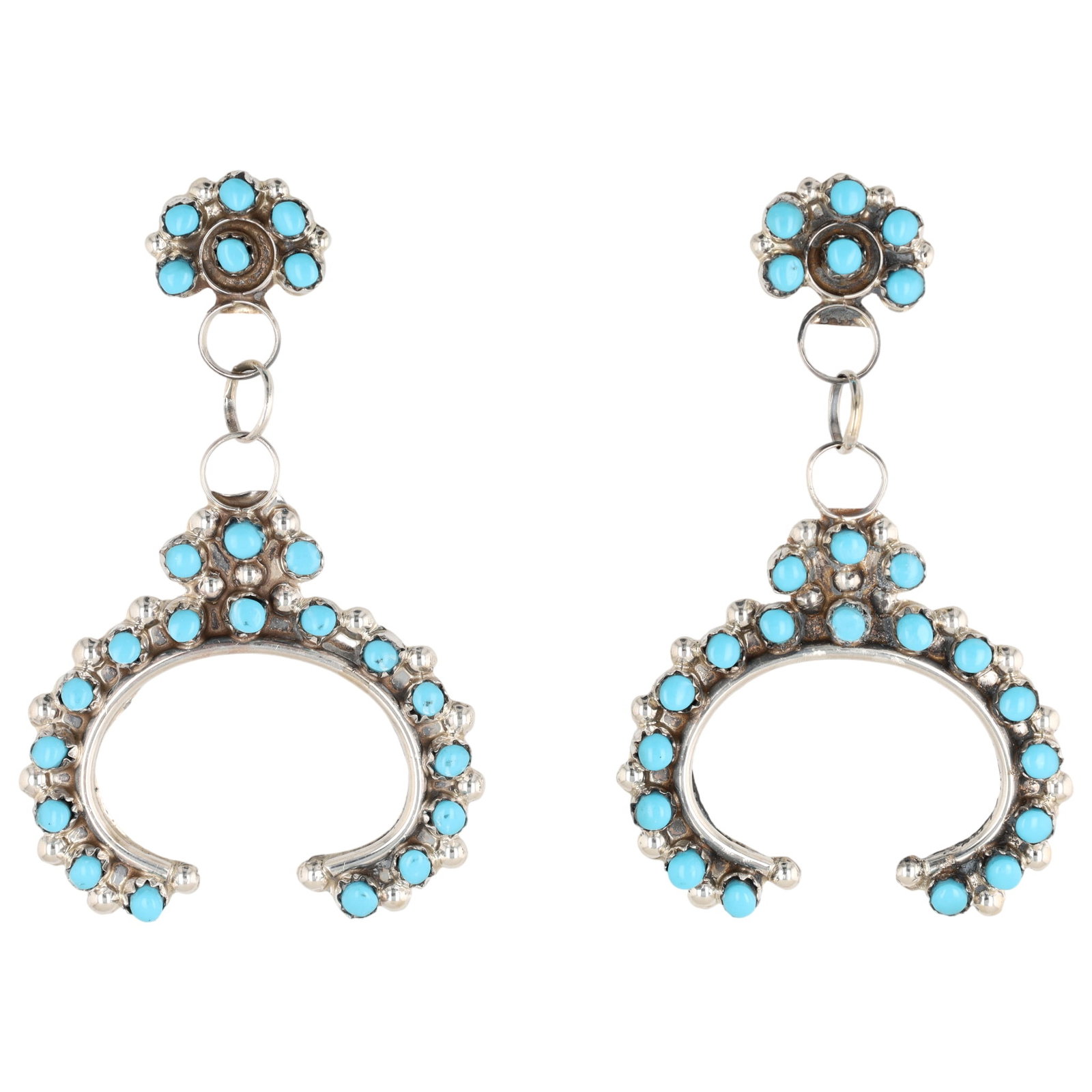 Joanne Cheama Zuni Sterling Turquoise Stud Dangle Naja Earrings (1 of 3)