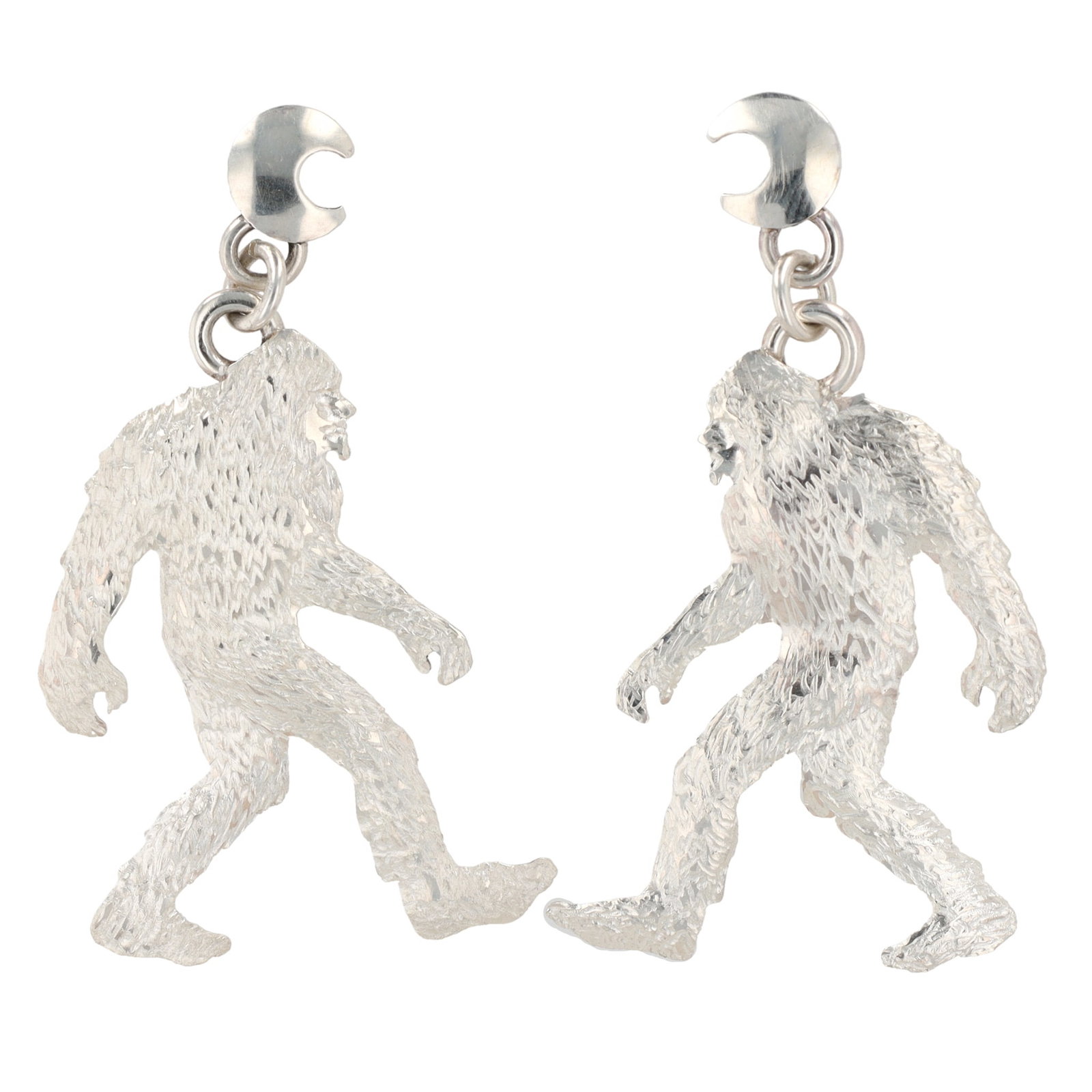 Will Arviso Navajo Plain Silver Sasquatch Stud Earrings: Will Arviso Navajo Plain Sterling Silver Sasquatch Stud Earrings 4g