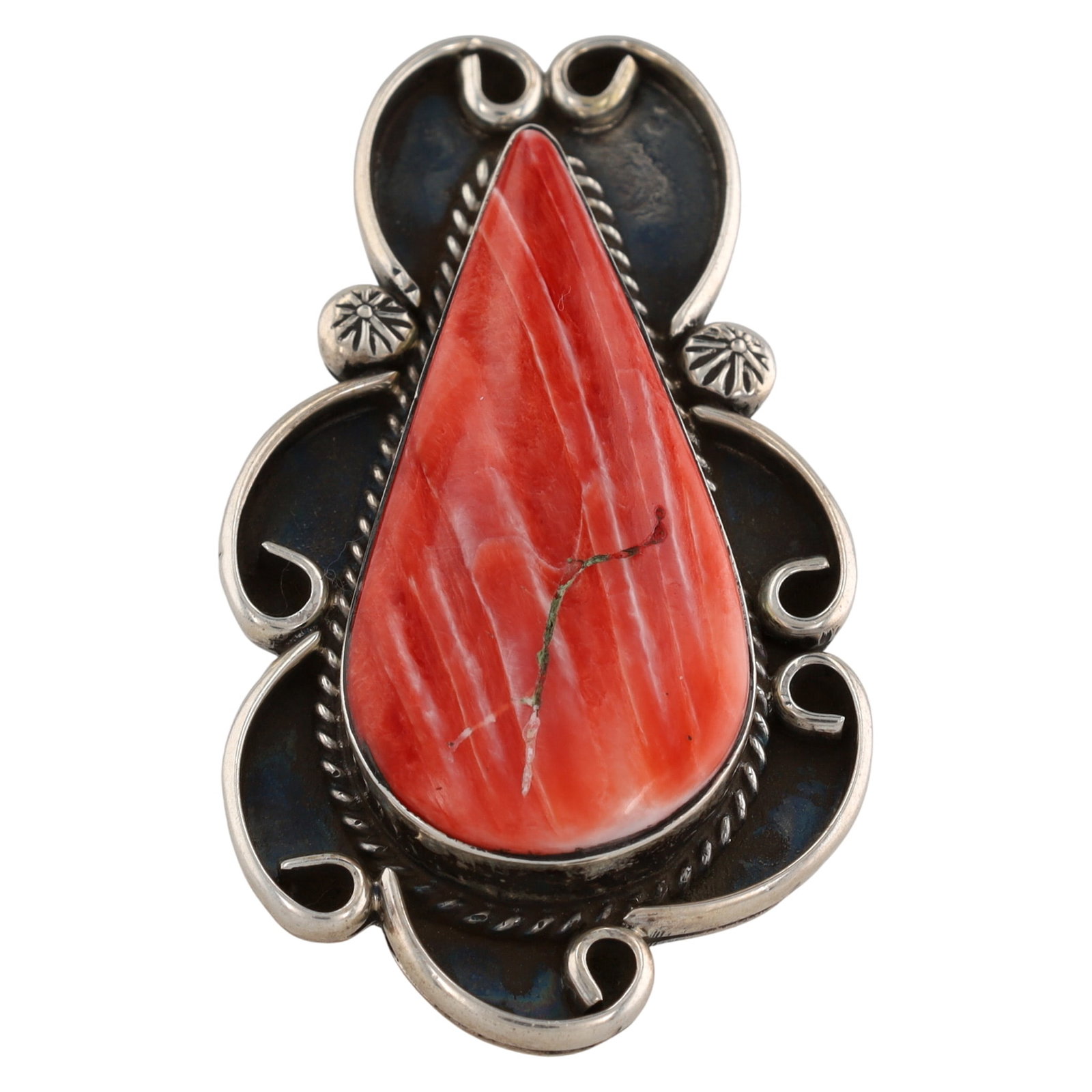 Gilbert Nez Navajo Sterling Petit Point Spiny Oyster Ring Sz 7 (1 of 7)