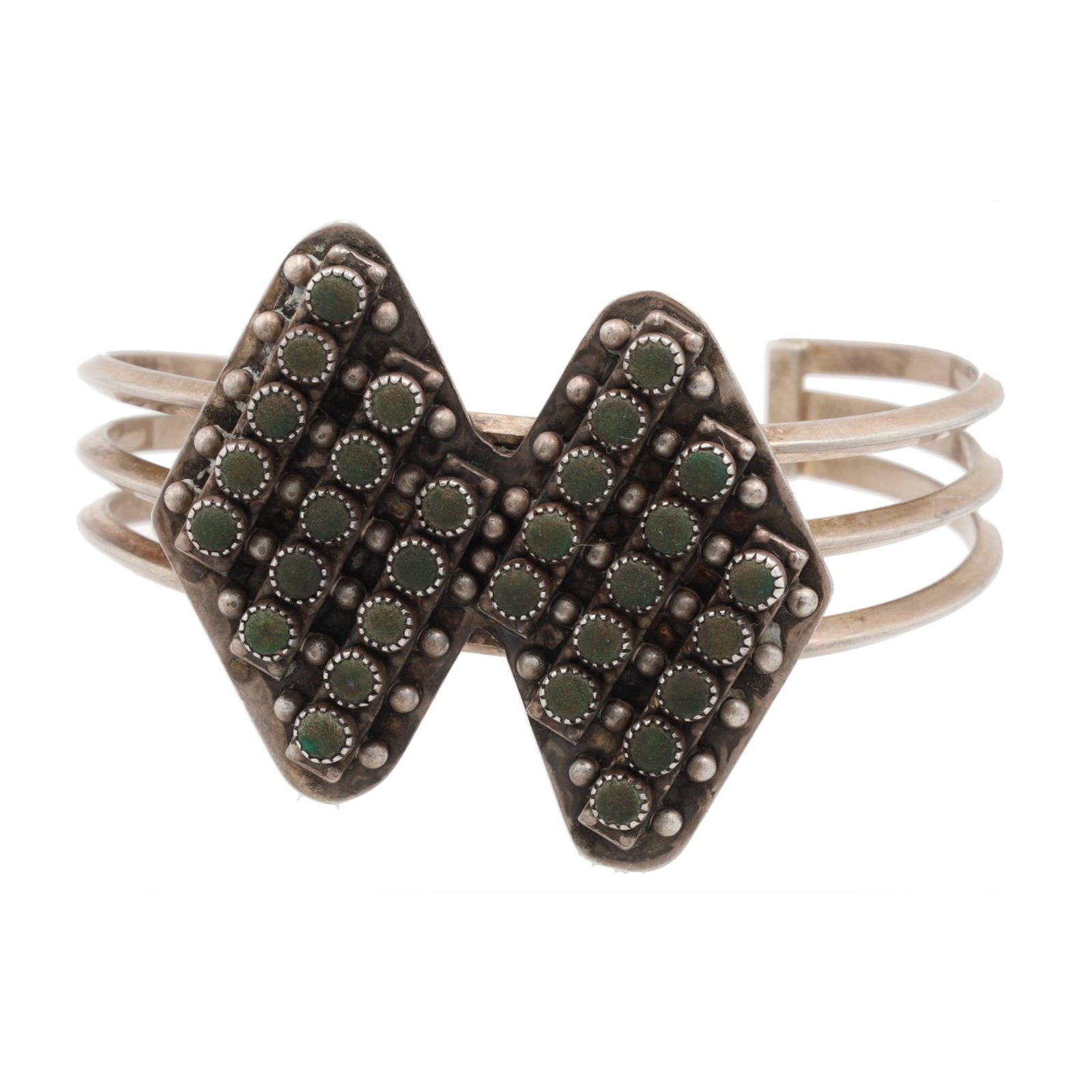 Vintage Zuni Sterling Turquoise Cuff Bracelet: Vintage Zuni Sterling Turquoise Cuff Bracelet 37g