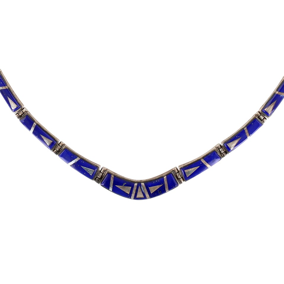 Tully Gustine Navajo Sterling Lapis Inlay Necklace (1 of 7)
