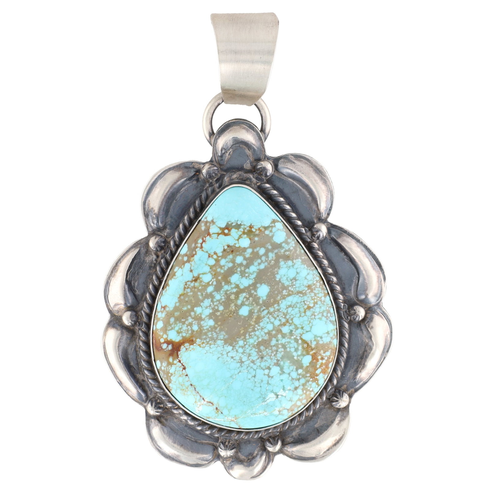 Tillie Jon Navajo Sterling Kingman Turquoise Pendant (1 of 5)