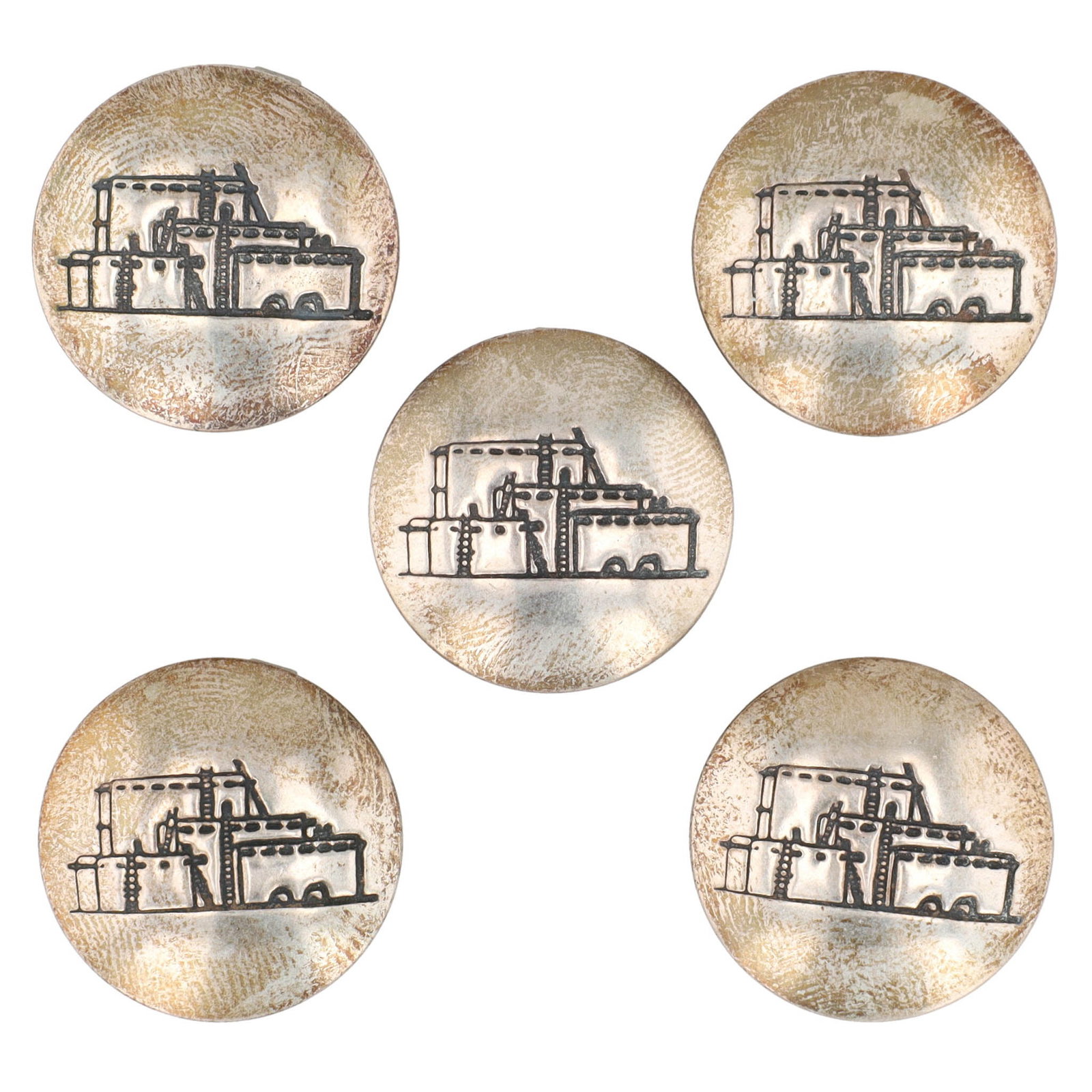 Vintage Navajo Sterling Pueblo Button Covers Lot Of 5 (1 of 3)