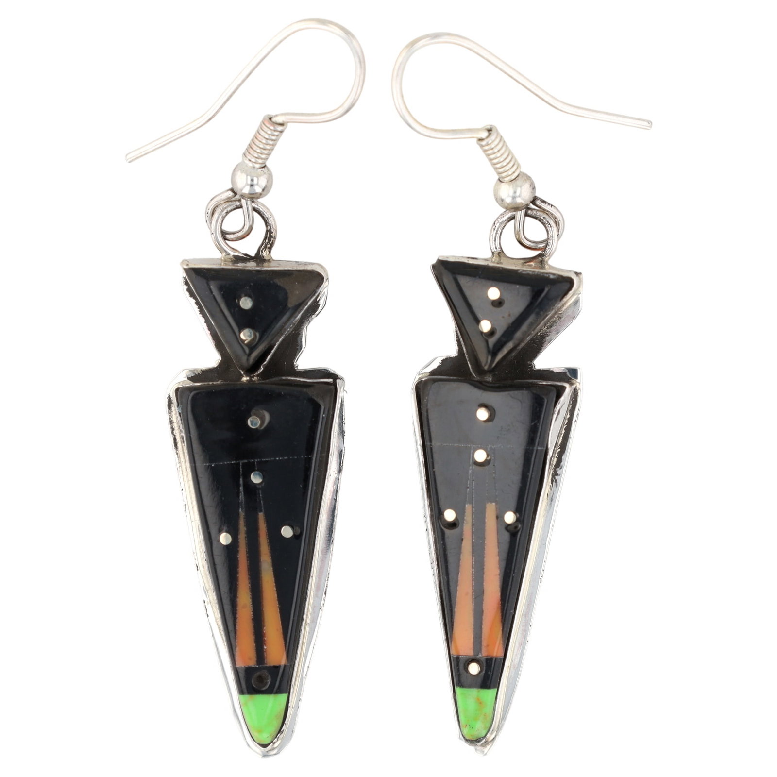 Gilbert Smith Navajo Sterling Multi-Stone Inlay Yei Earrings (1 of 5)
