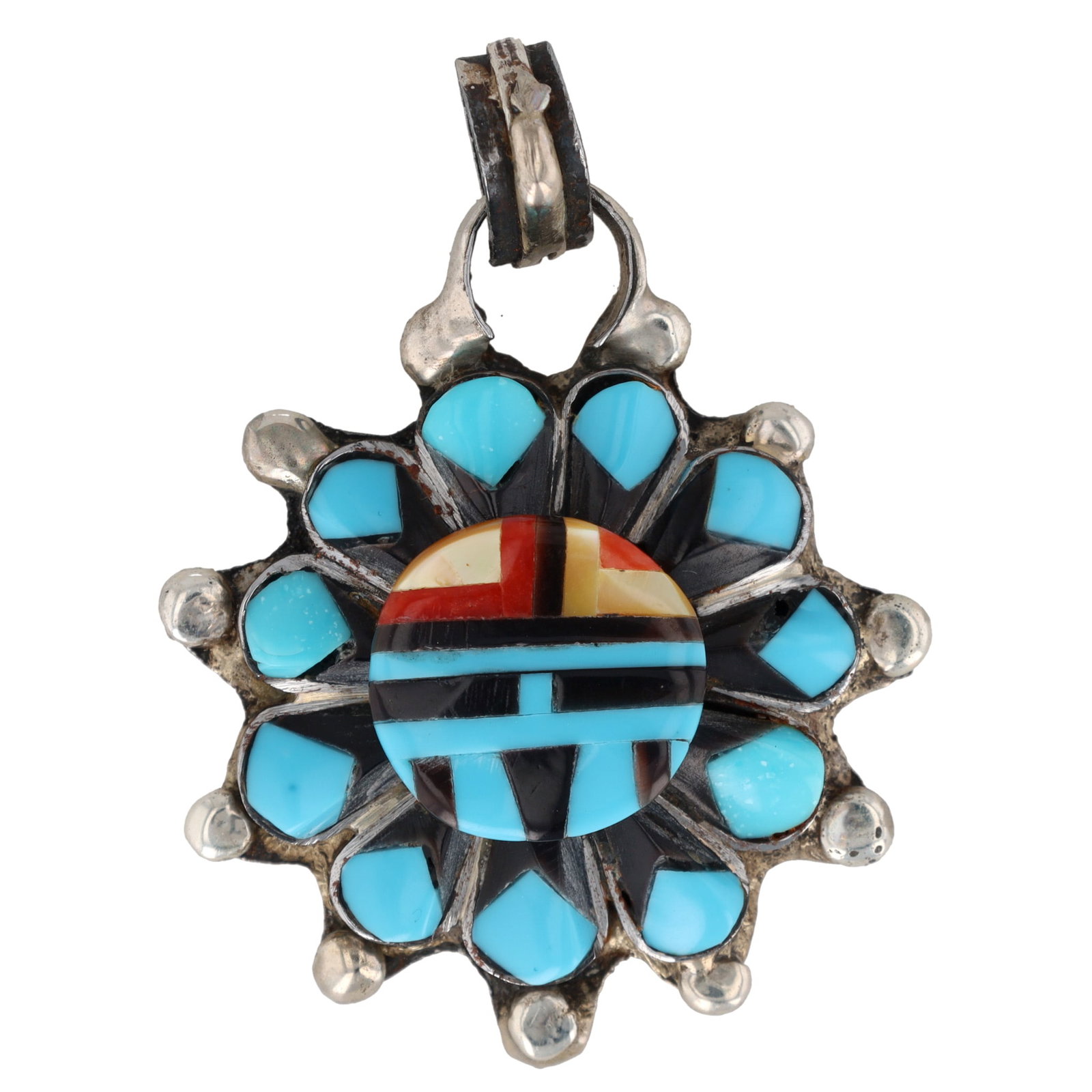 Andic Dewa Zuni Sterling Multi-Stone Stoneface Pendant (1 of 4)