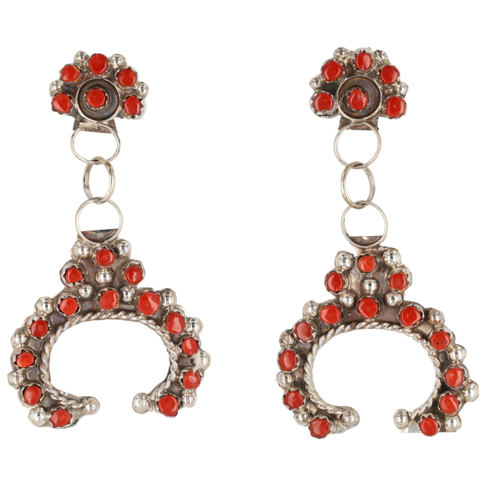Joanne Cheama Zuni Sterling Coral Naja Stud Earrings (1 of 3)