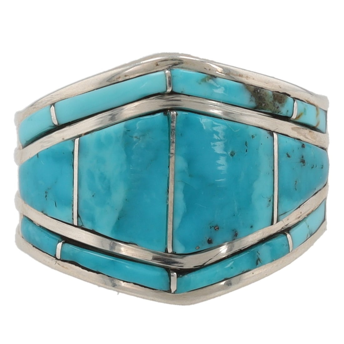 Claresse Kylestewa Navajo Sterling Kingman Turquoise Inlay Ring Sz 8.5: Claresse Kylestewa Navajo Sterling Kingman Turquoise Inlay Ring Sz 8.5, 4g