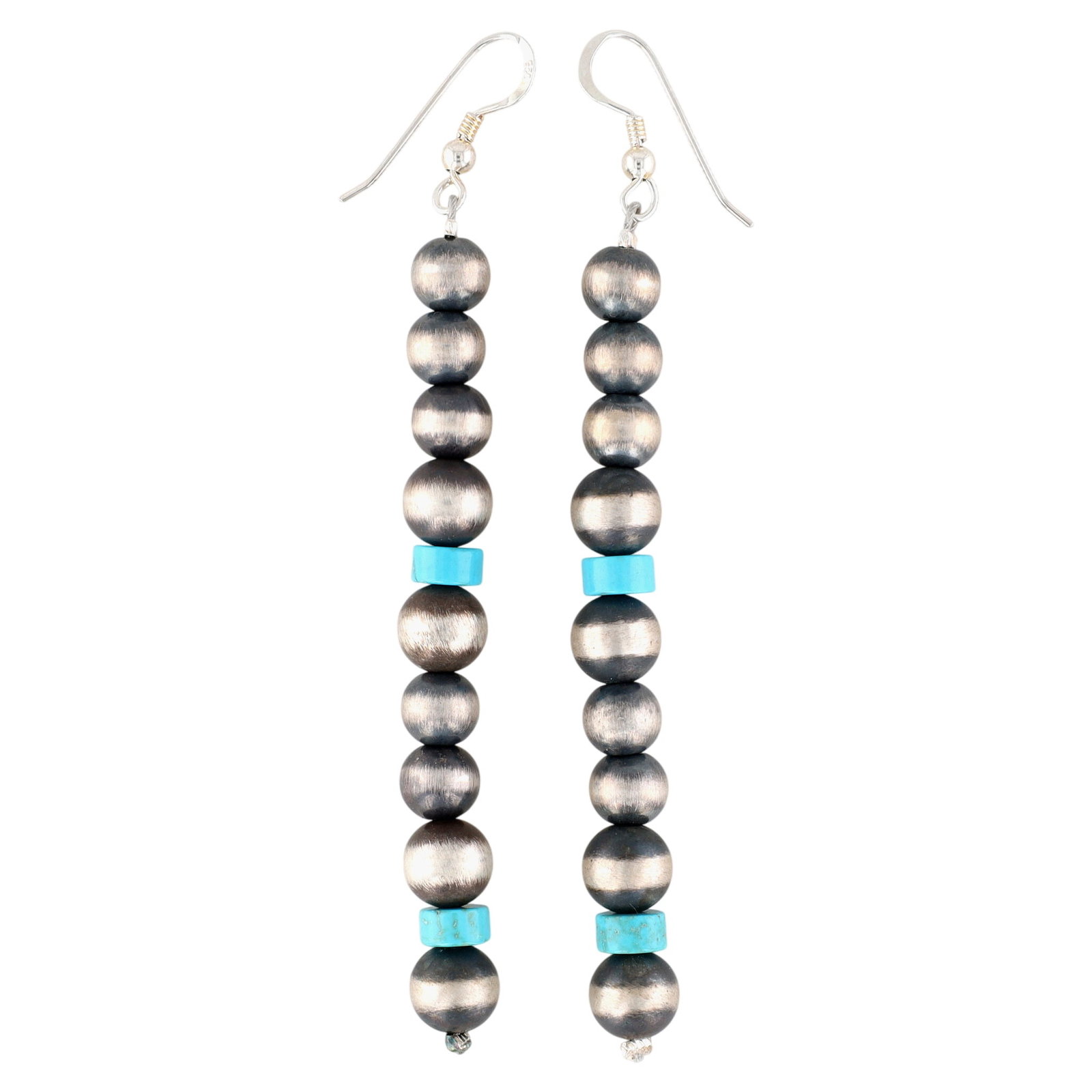 Vangie Touchine Navajo Sterling Turquoise Earrings: Vangie Touchine Navajo Sterling Turquoise Hook Dangle Earrings 8g