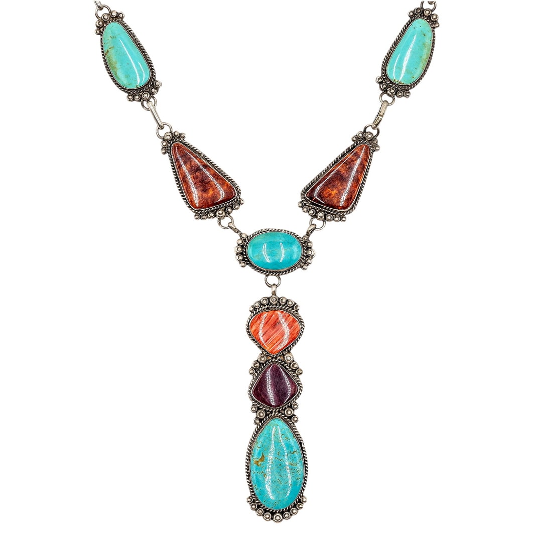 Large Gilbert Tom Navajo Sterling Multi-Stone Necklace (1 of 7)