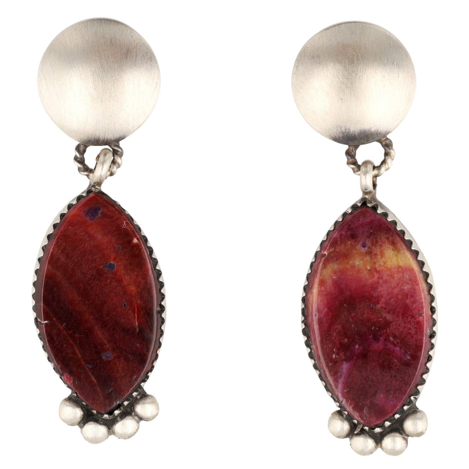 Selena Warner Navajo Sterling Spiny Oyster Stud Dangle Earrings: Selena Warner Navajo Sterling Spiny Oyster Stud Dangle Earrings 8.5g