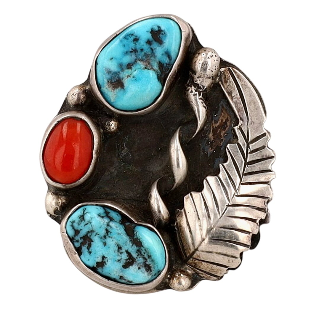 Signed Vintage Navajo Sterling Multi-Stone Ring Sz 6.5 (1 of 5)